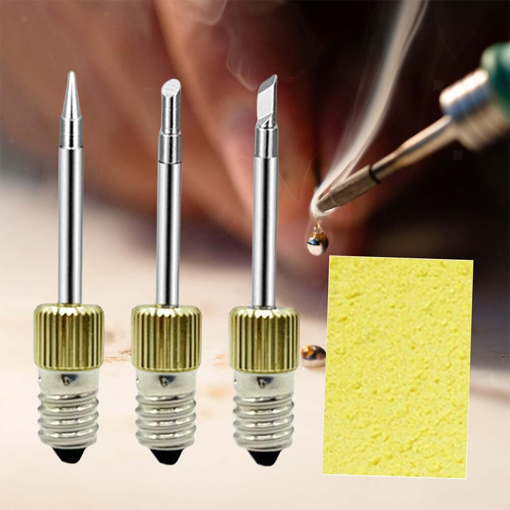 3Pcs Replacement Welding Iron Tips E10 USB Soldering Head Repair Tools + Sponge