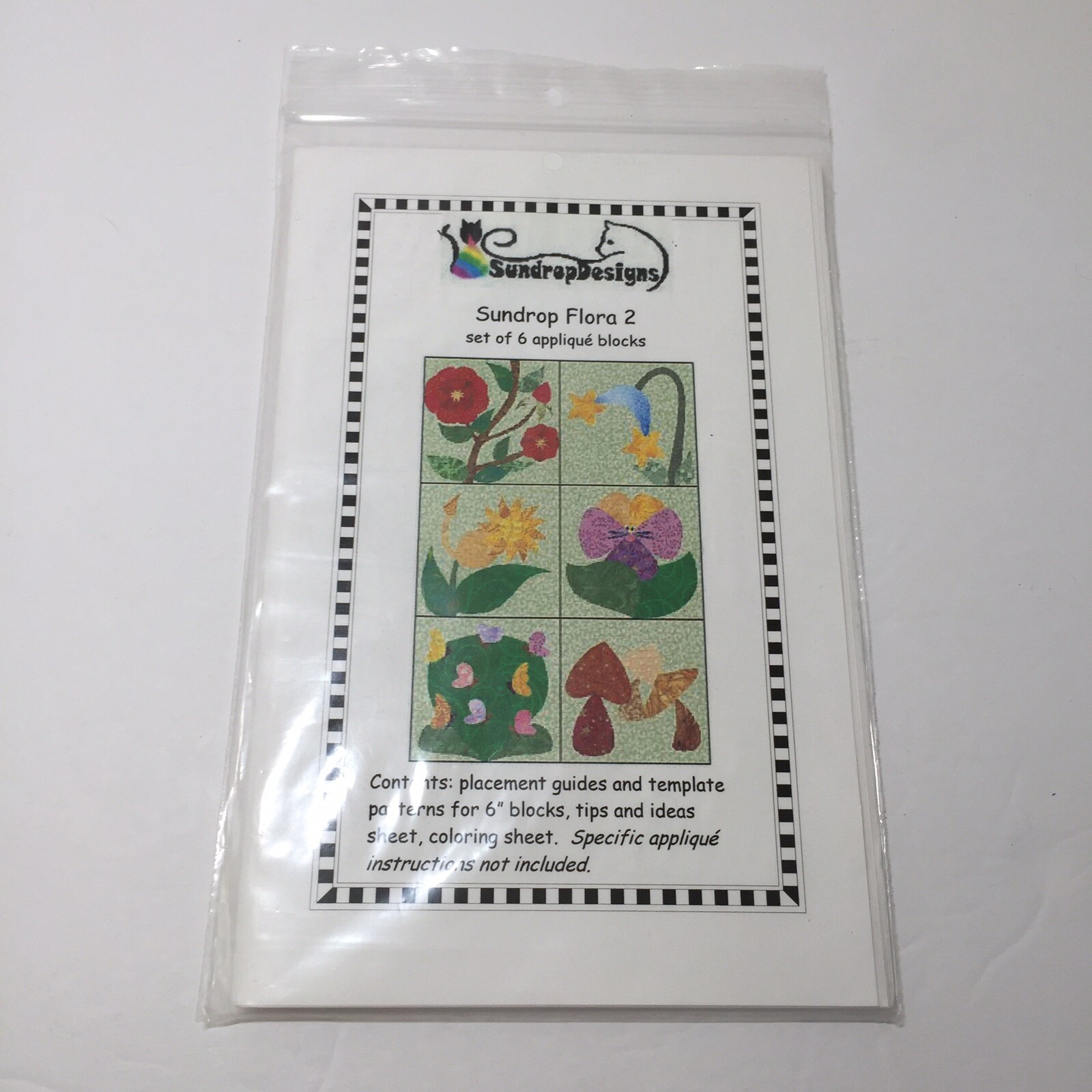 Sundrop Flora 2 Applique Pattern Set of 6 Blocks Sundrop Designs