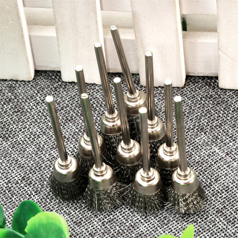 10x 15mm Stainless Wire Cup Brushes Rust Polishing Wheel 3mm Shank Grinding