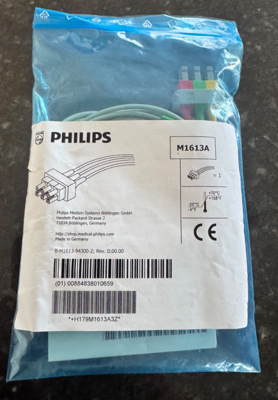 For Philips 3 Lead ECG Safety Cable Lead Set REF: M1613A Adult Clip Type