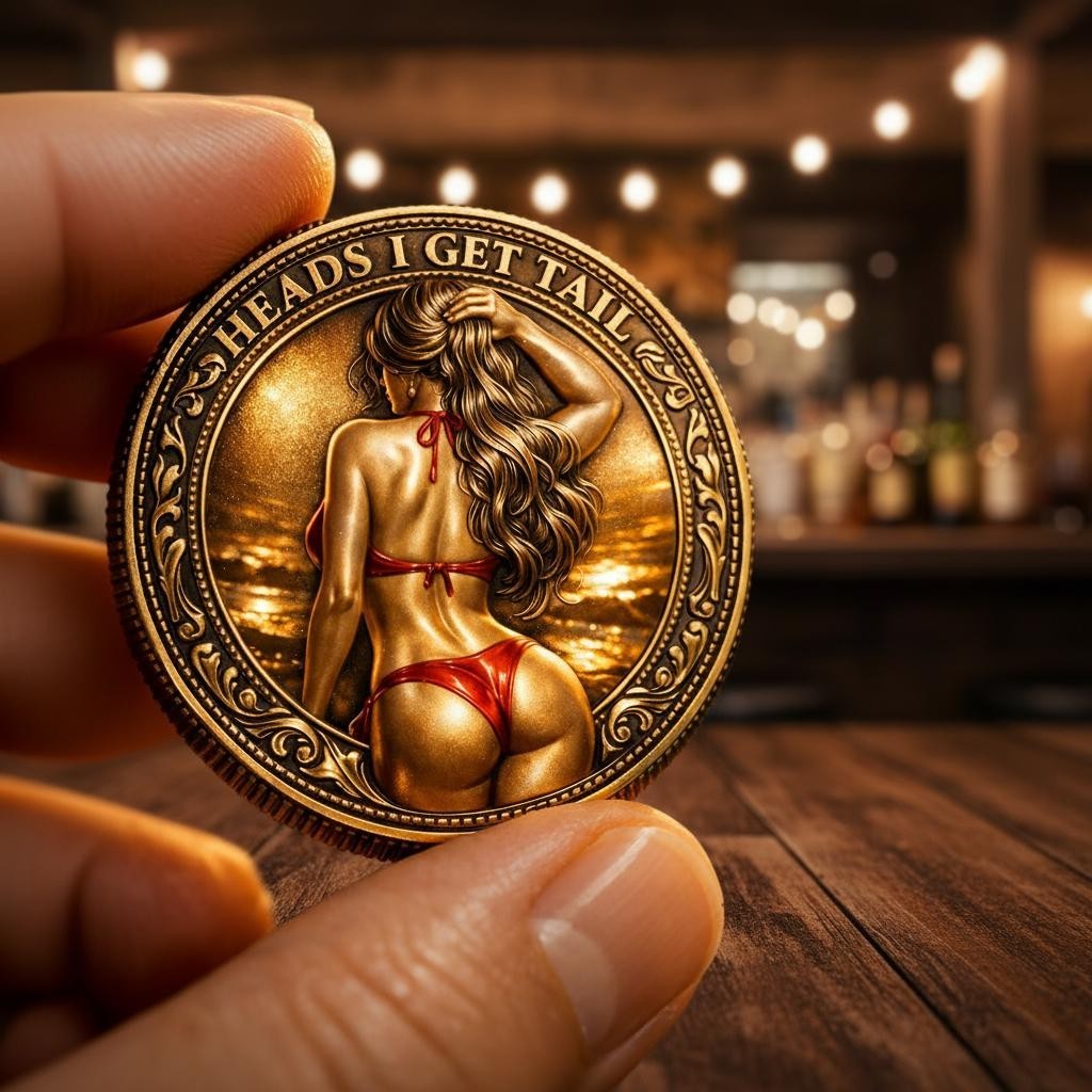 Funny Couple Decision Coin Date Night Game Replica 2D Flat Token Gift