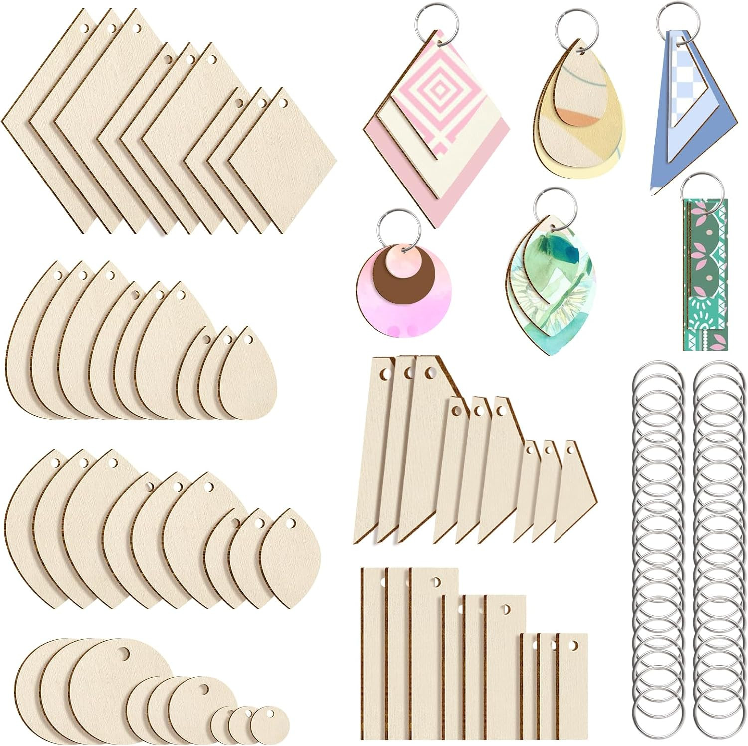 Unfinished Wooden Earrings Blanks 380 Pieces Wood Earring Blanks 180 Pieces Wood