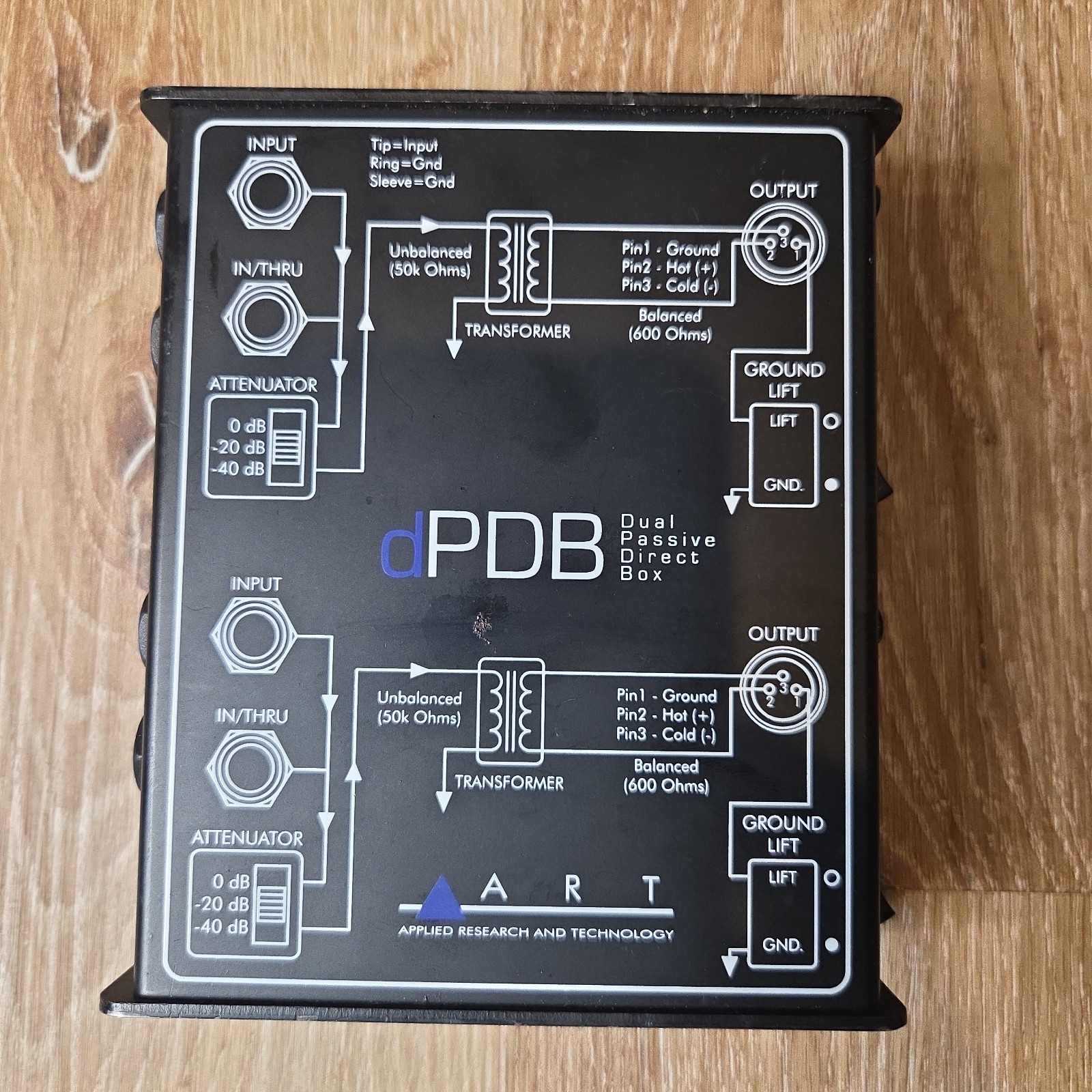 ART dPDB Dual Passive Direct Box 2 Channel DI w/ Ground Lift XLR Audio