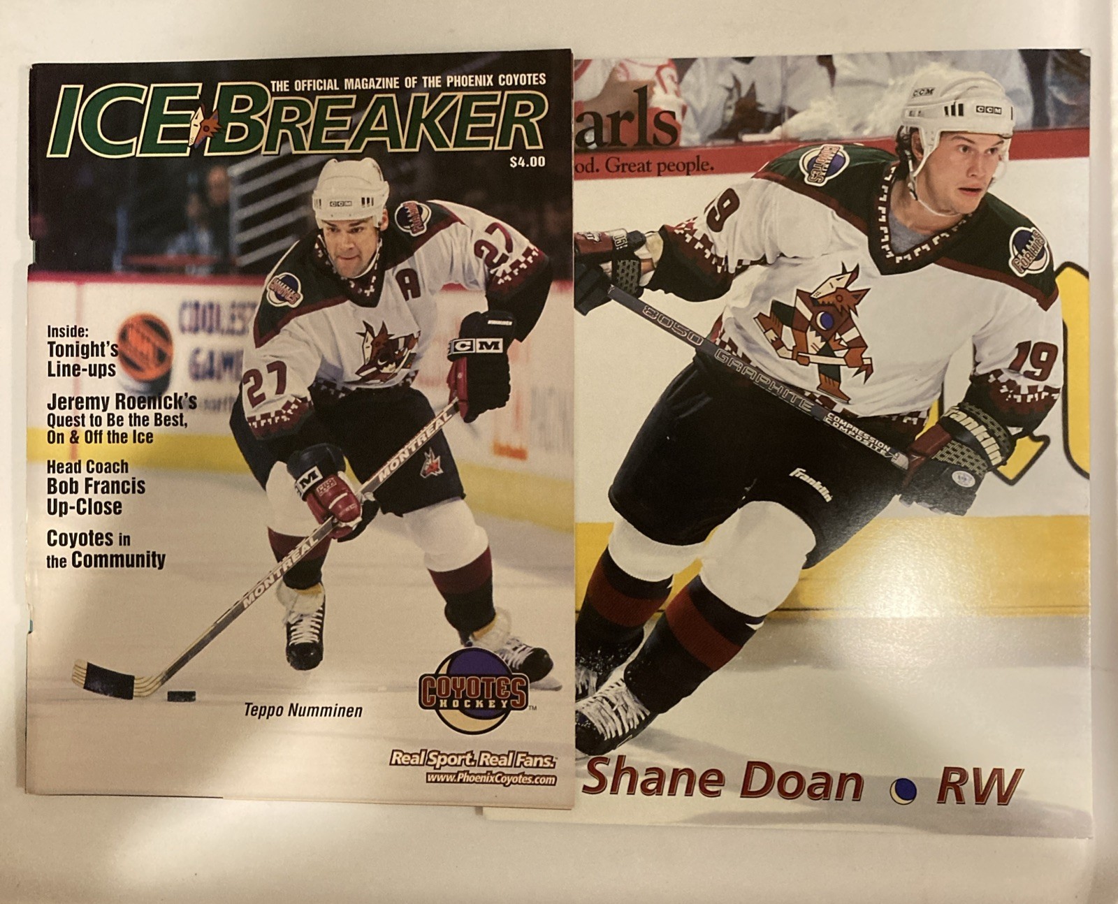 Phoenix Coyotes Ice Breaker 2000 Program W/ 8x10 Photo/roster Shane Doan