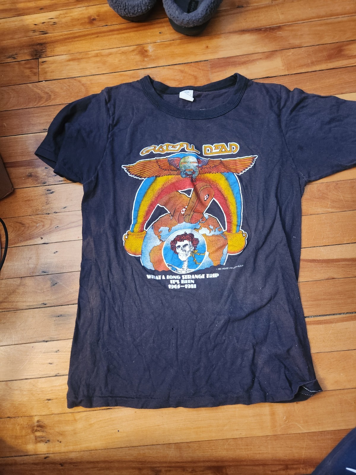 Vintage GRATEFUL DEAD MOUSE KELLEY LONG STRANGE TRIP 81 RAINBOW SKULL t-shirt L