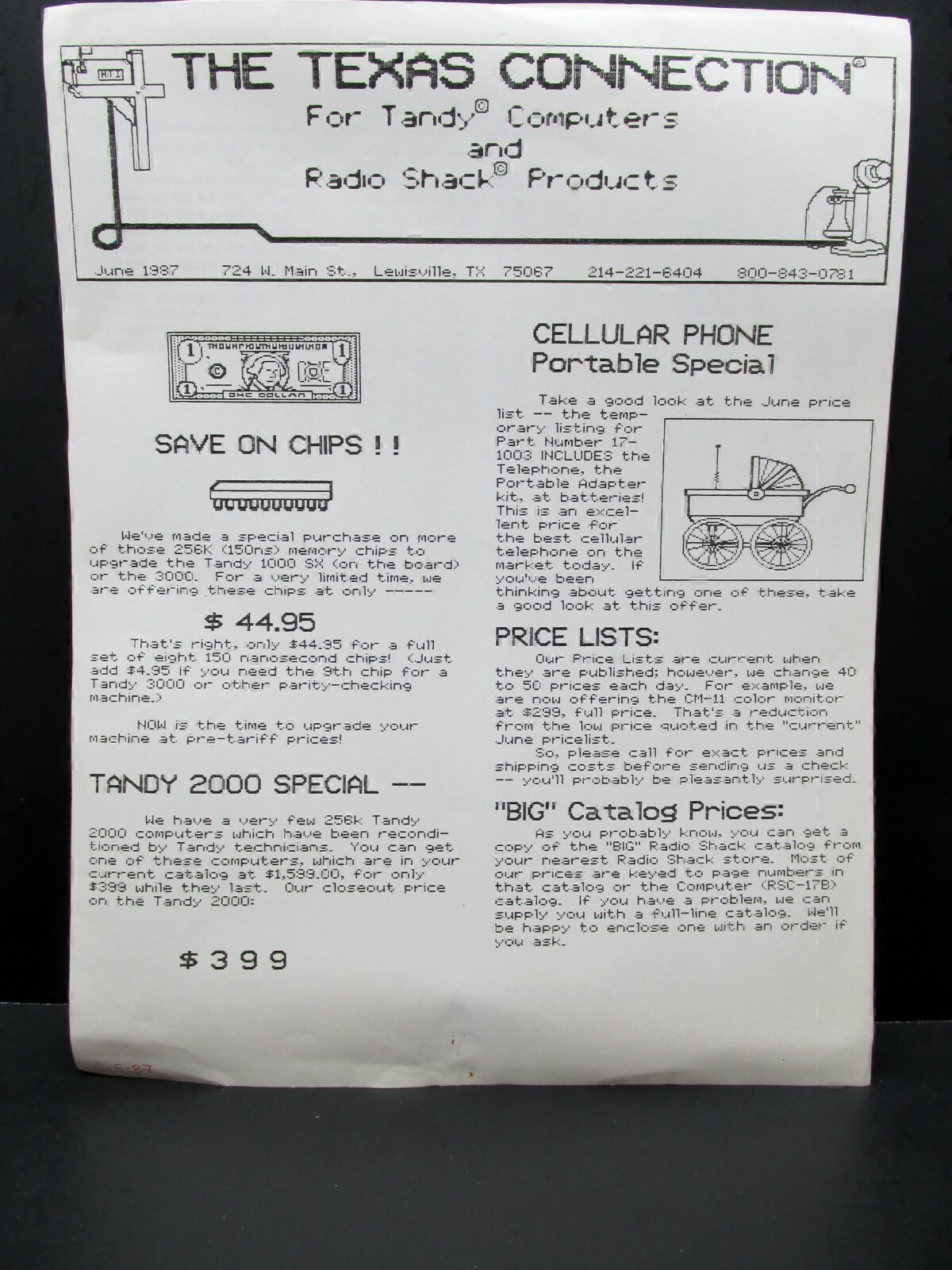 The Texas Connection, Price Sheets - Tandy Computers & Radio Shack Products '87