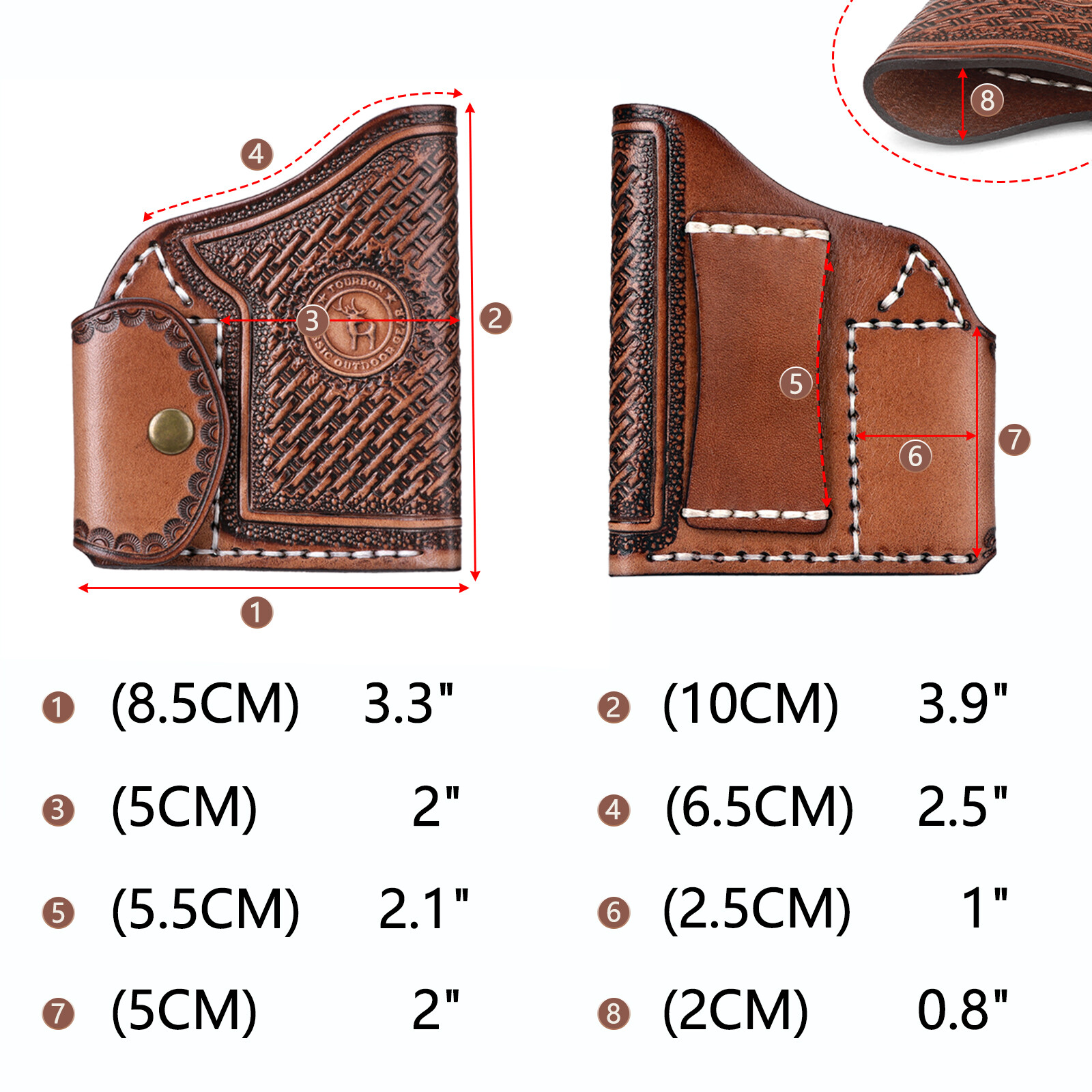 Tourbon Leather Holster for NAA Mini Revolver Ammo Holder Left/Right Handed