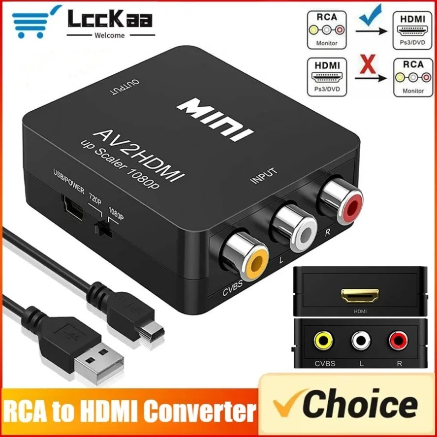 RCA to HDMI Converter Analog Composite Adapter For PS 1 2 3 STB Xbox VHS VCR DVD