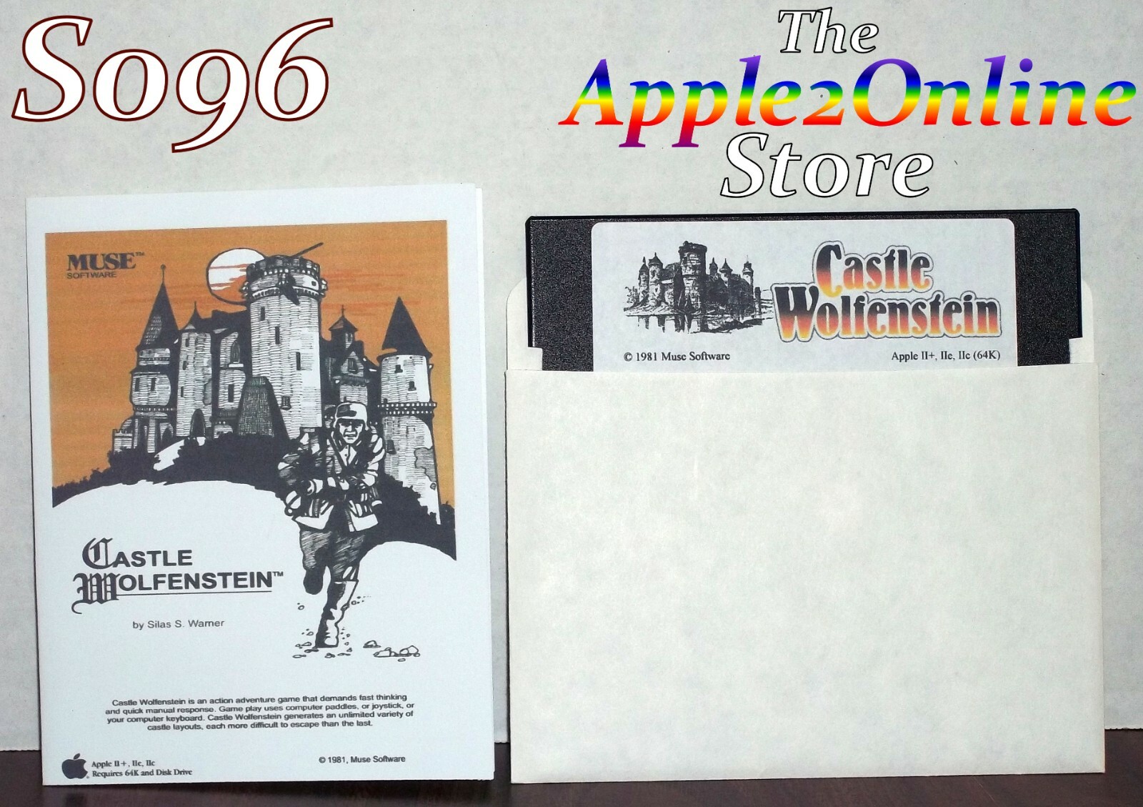 ✅ 🍎 Castle Wolfenstein New 5.25 Disk + Printed Manual for Apple IIe IIc IIGS💕