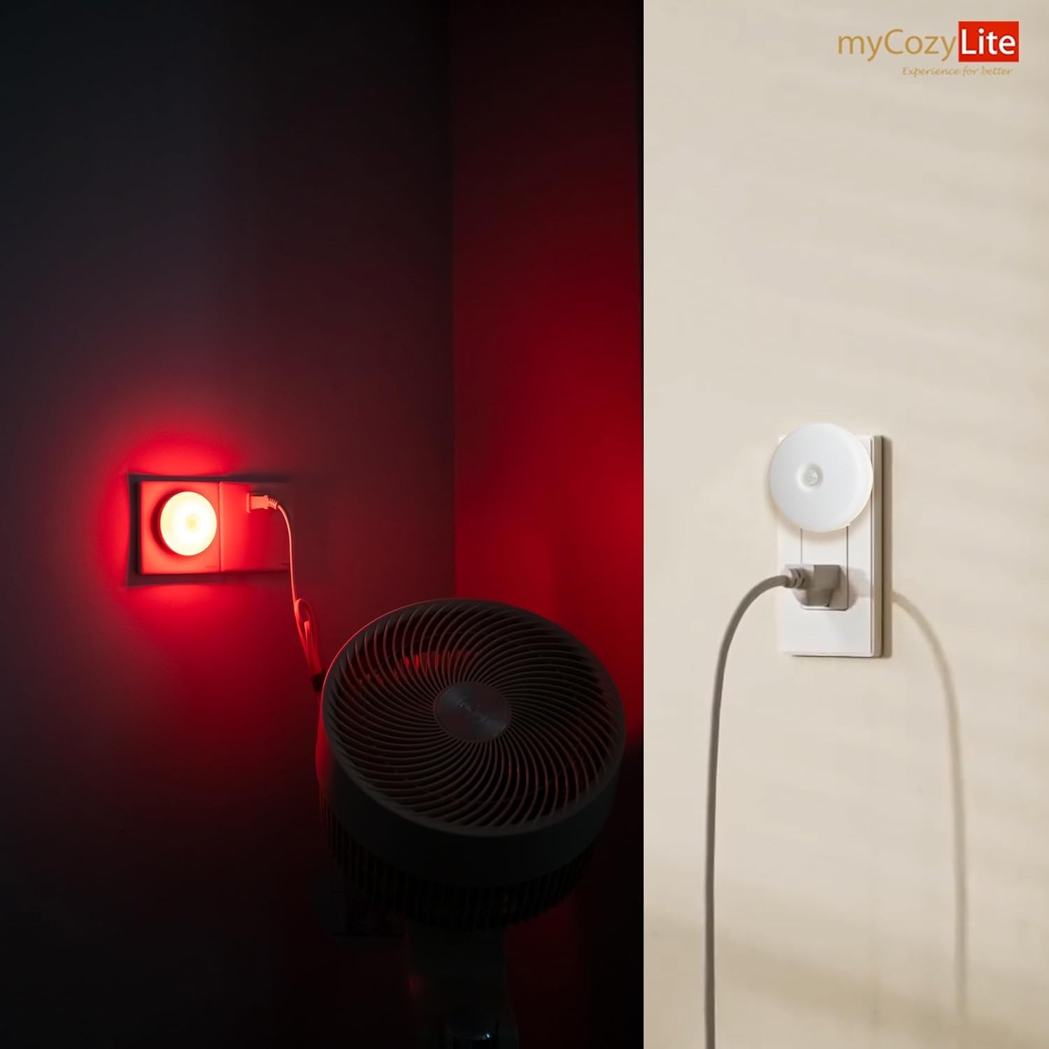 Compact Red Motion Sensor Night Lights - 2 Pack for Safe Sleep & Navigation