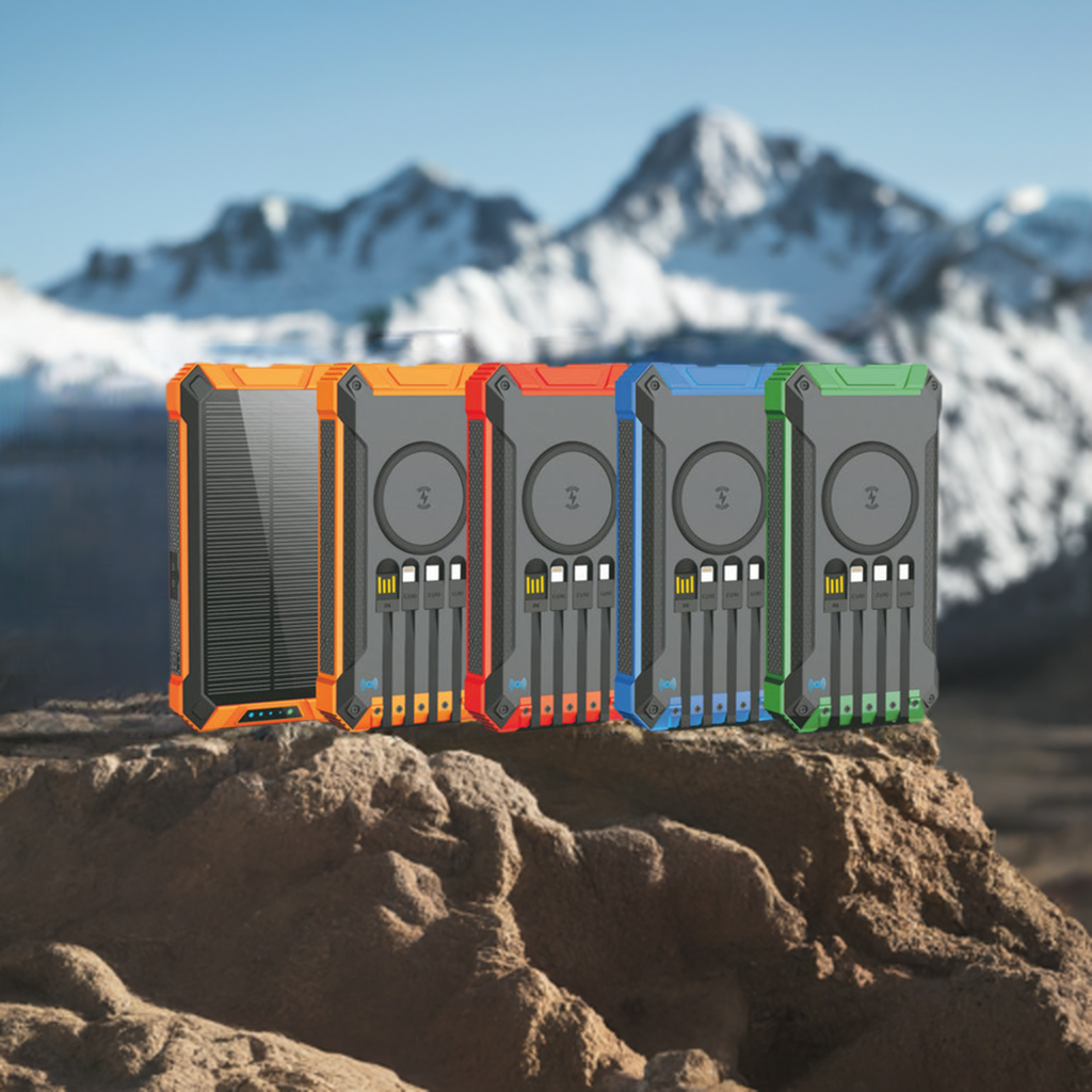 Solar Power Bank Portable Qi Wireless Solar Charger 4 USB Cables iPhone Android
