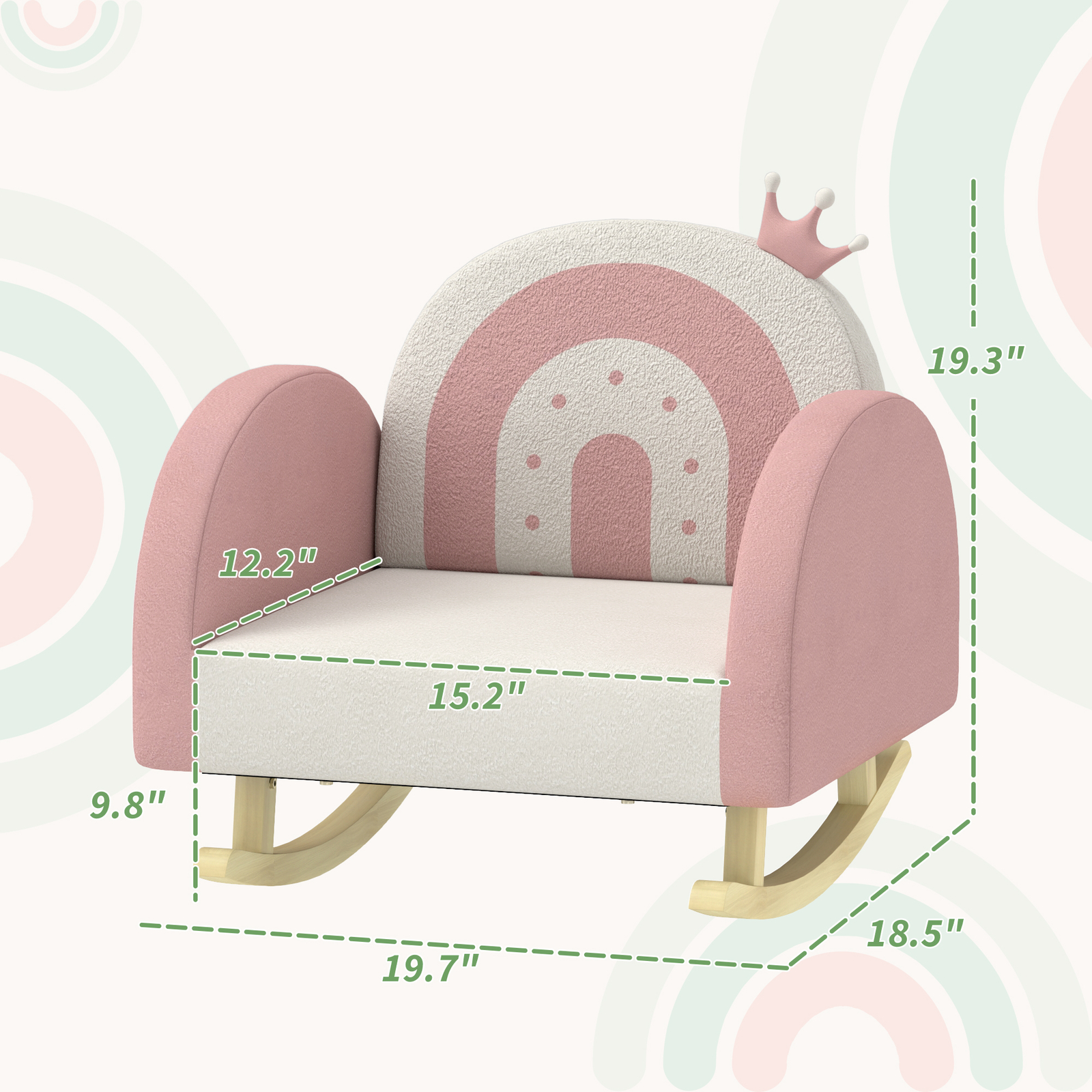 Kids Rocking Chair, Crown Decor Toddler Chair for Bedroom Playroom