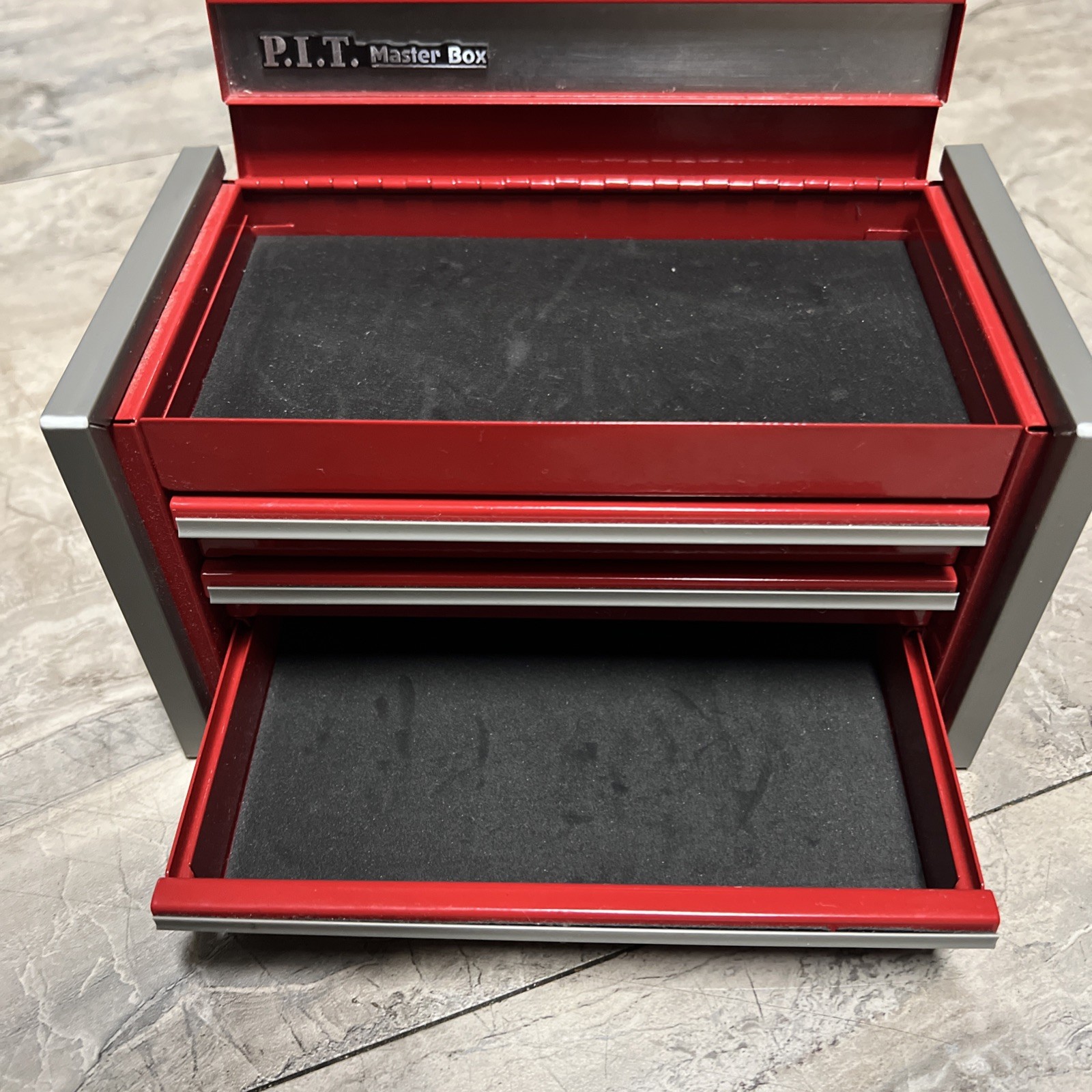 Mini Tool Box, Portable 3 Drawer Steel Stackable Tool Box with 3-Drawer Red