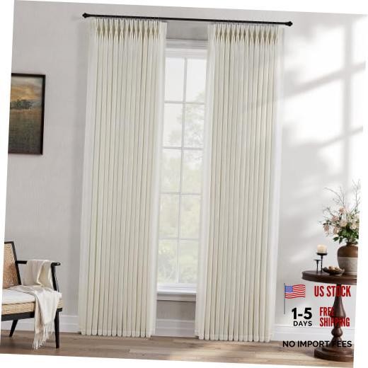 Linen Pinch Pleated Thick Curtains 84" Length - Set of 2 - 40"W x 84"L