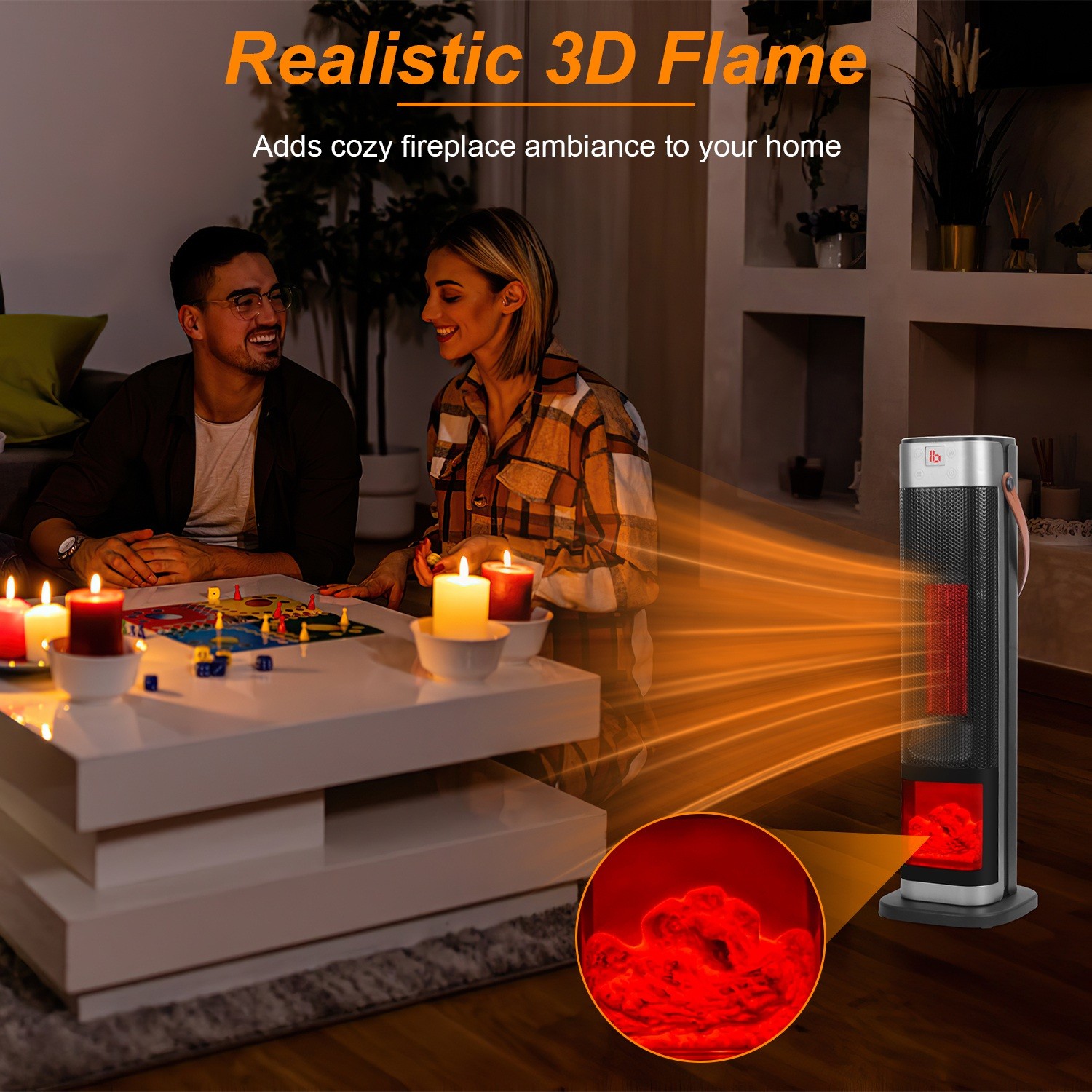 Space Heater 90°Oscillating 1500W Electric Ceramic Tower Heater w/Remote Control