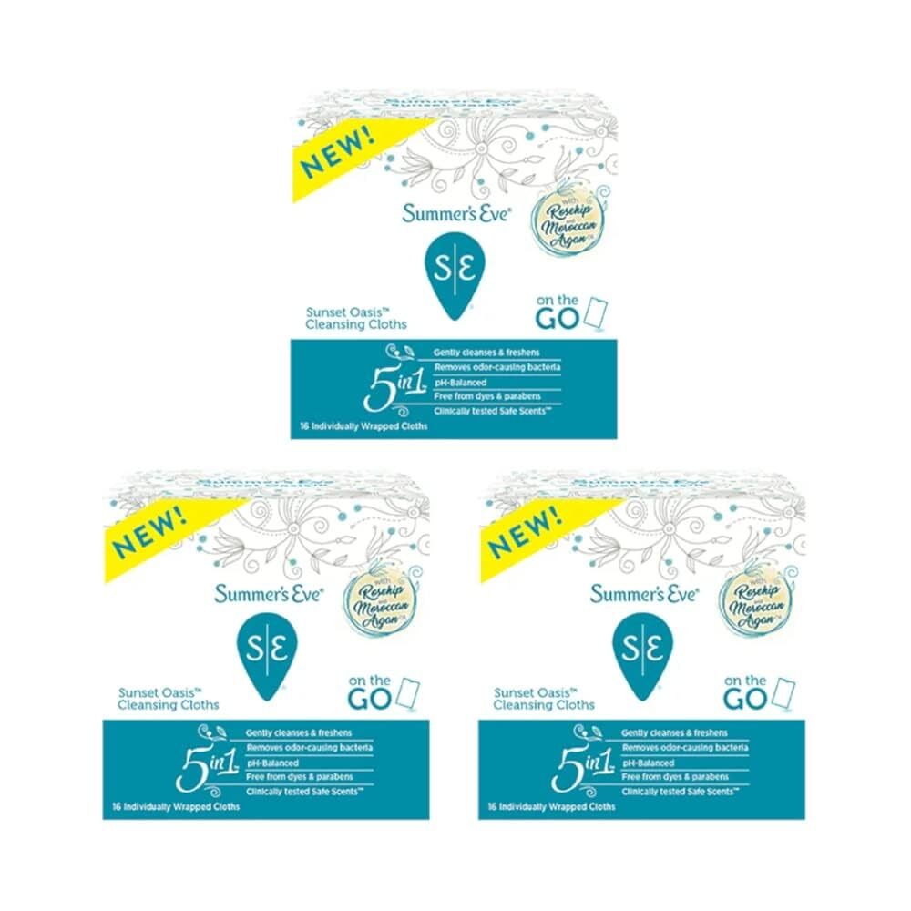 Summer's Eve Cleansing Wipes, Sunset Oasis Scent, 3/16 Count, 48 Total Cloths