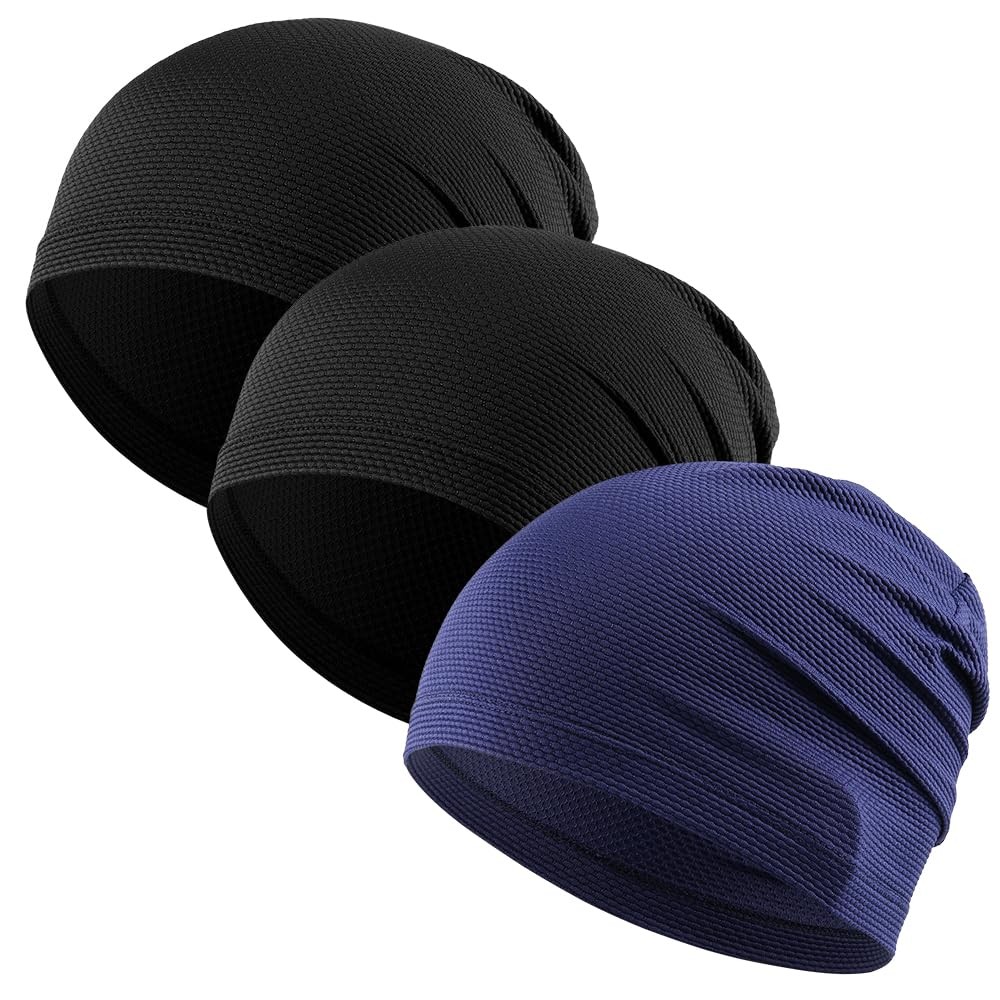 3 Pack Breathable Helmet Liner Skull Cap Sweat Wicking Cooling Beanie for Cyc...
