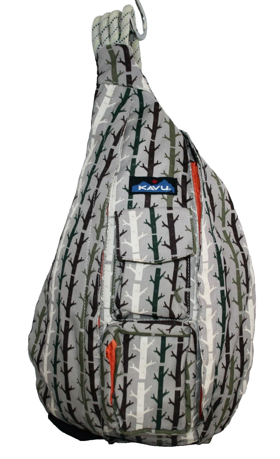 KAVU 20" Rope Handle Sling Bag Backpack Gray Multi  Print Canvas