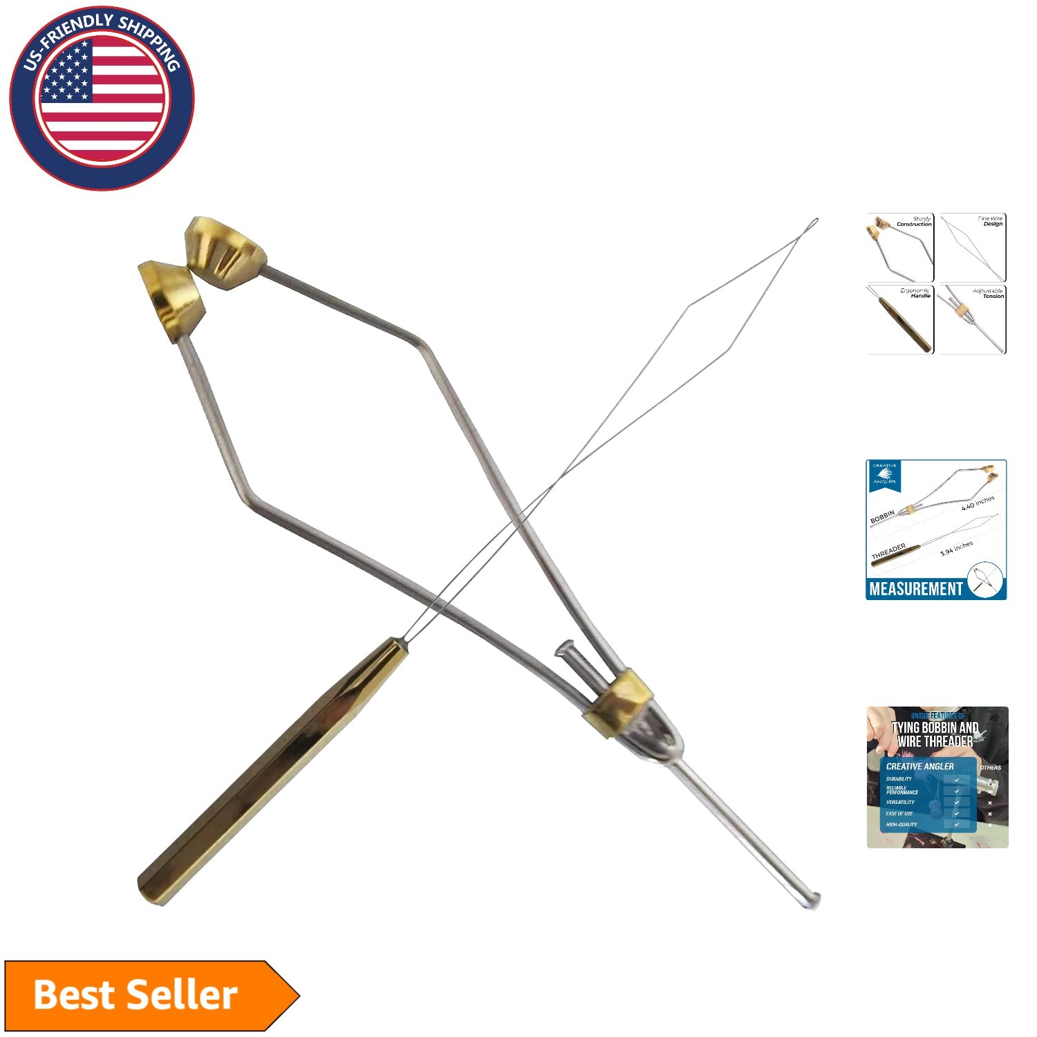 Versatile Fly Tying Combo: Stainless Steel Bobbin and Threader for All Patterns
