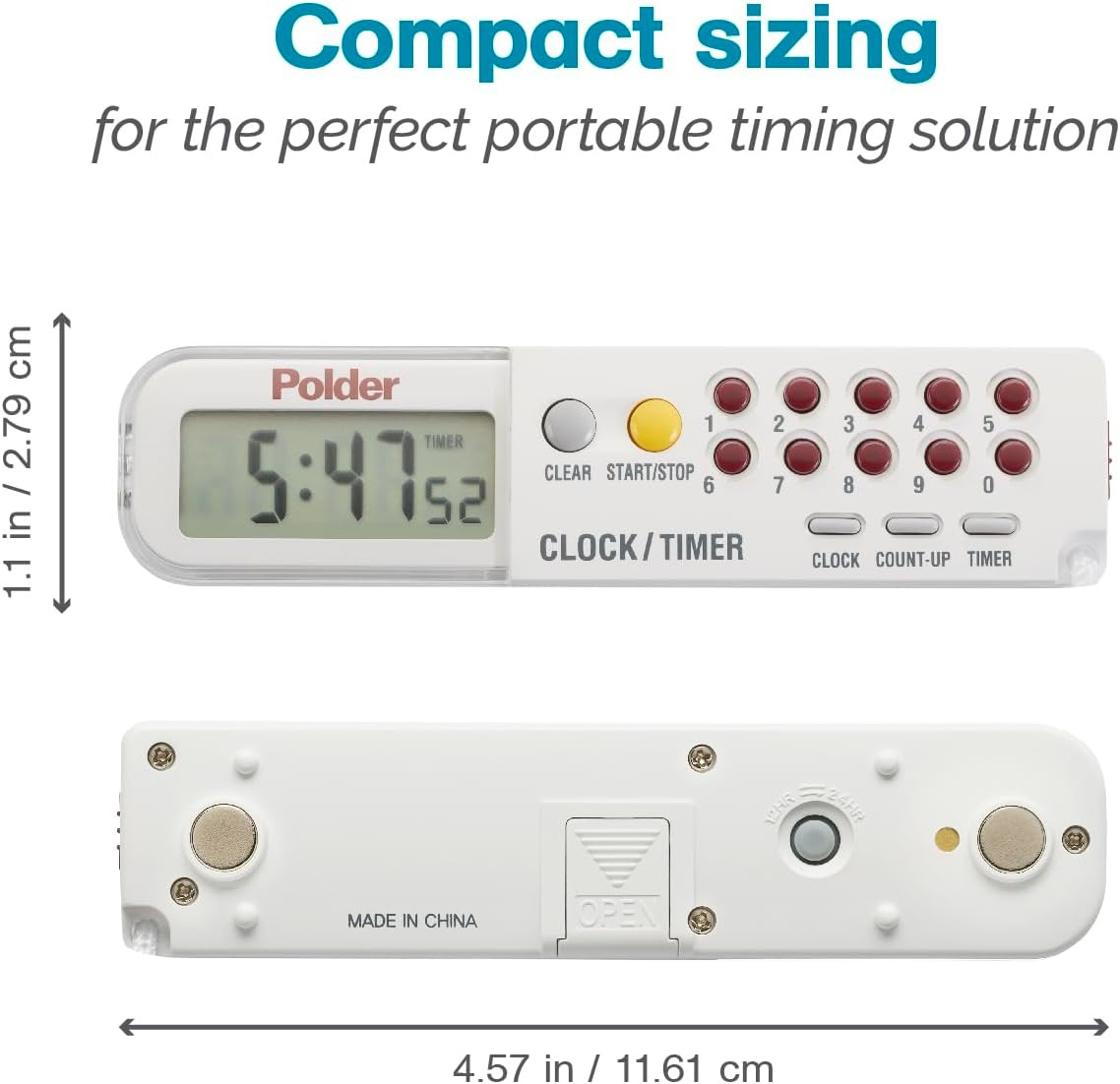 Combination Clock, Timer and Stopwatch with Large, Easy-To-Read Digital Display,