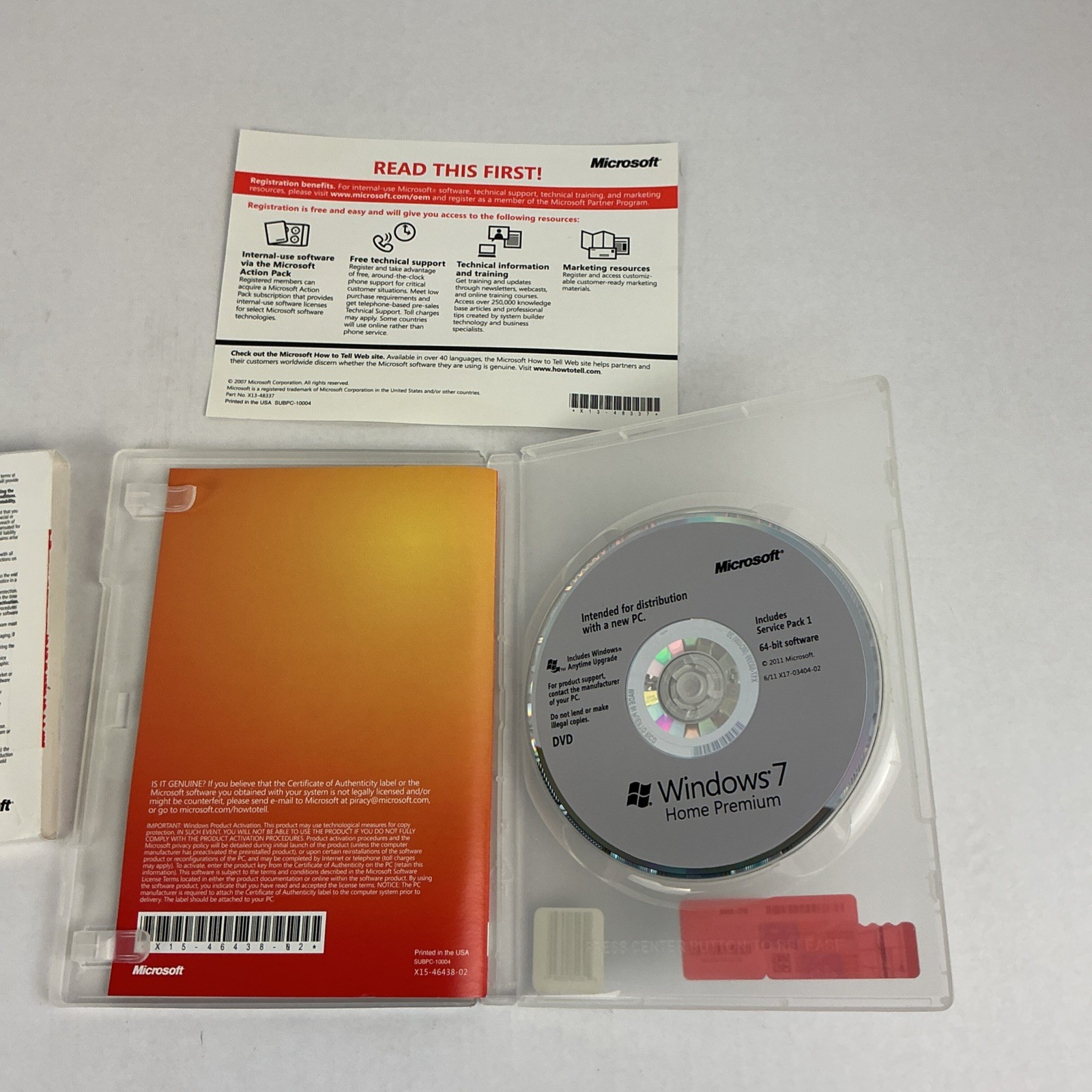 MICROSOFT WINDOWS 7 HOME PREMIUM 64BIT DVD SOFTWARE W/KEY USED