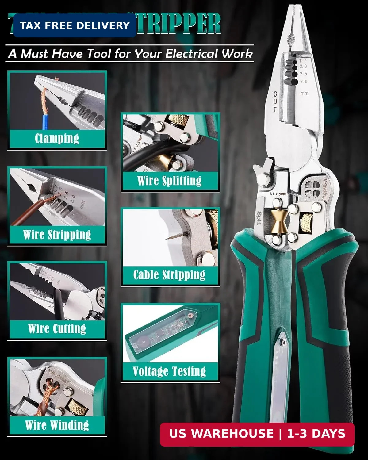 upgraded 8 in 1 Wire Strippers with Voltage Tester, Wire Stripping Tool, Cable C