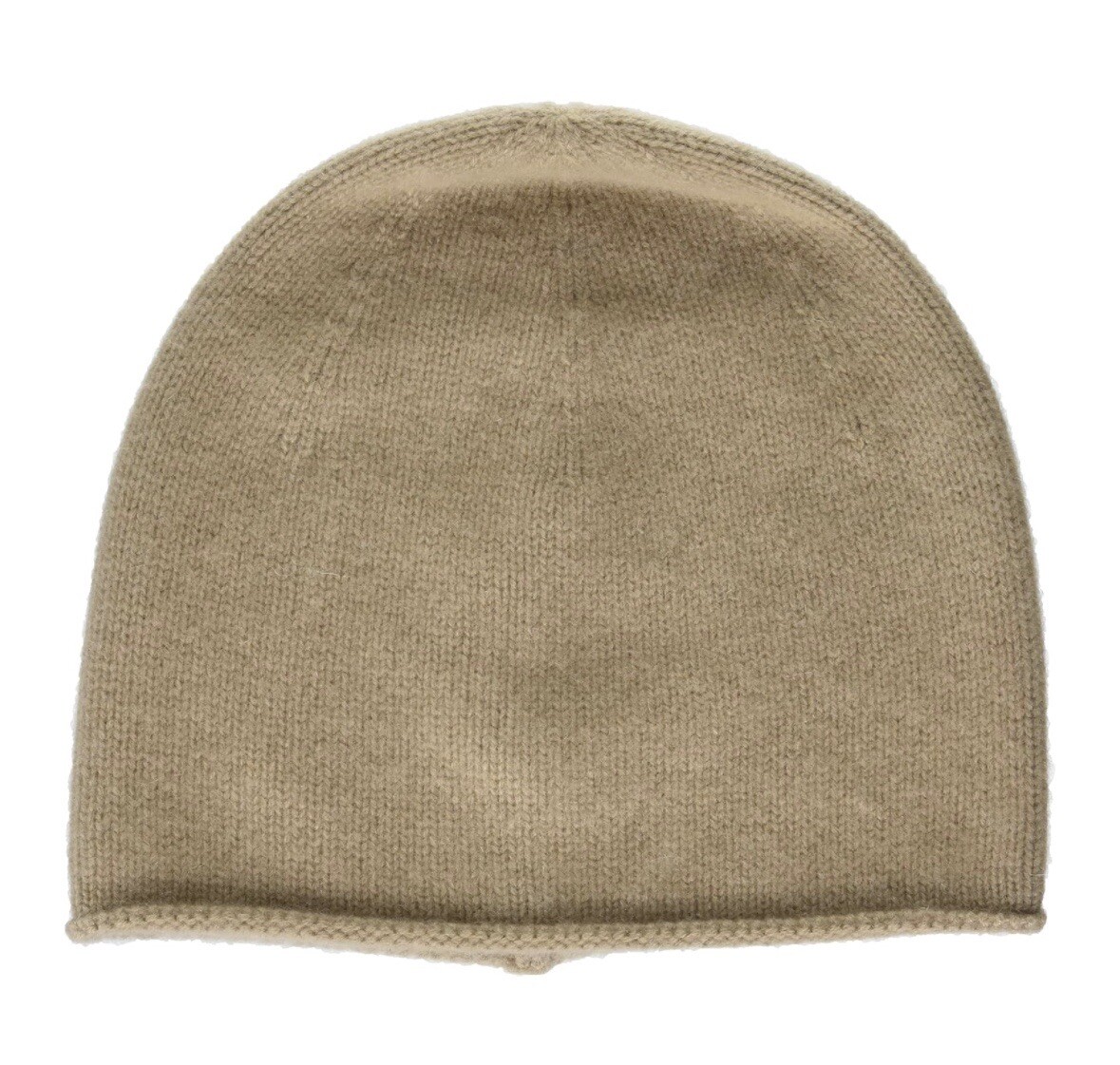 $145 Vince. Women's Boiled Cashmere Rolled Edge Beanie, OS, Color Camel