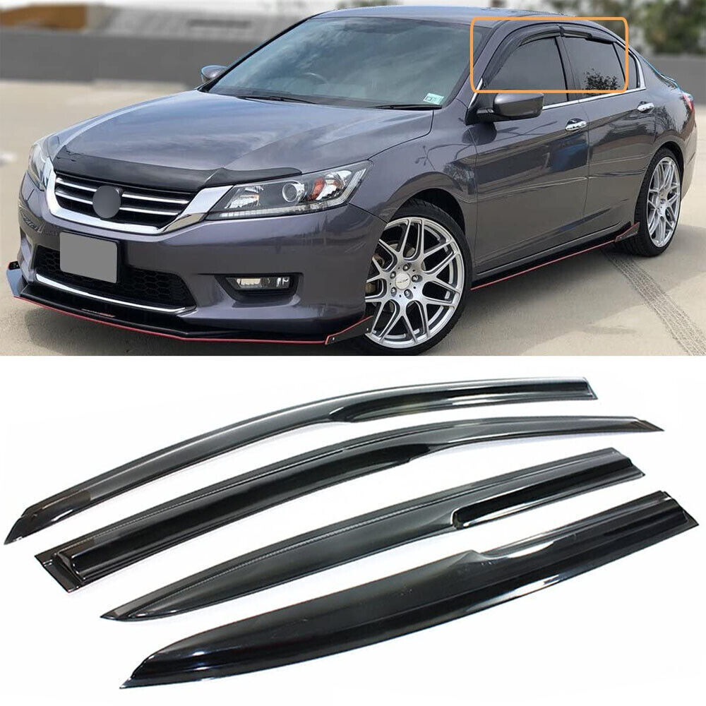 For 2013-2017 Honda Accord 3D Wavy Mugen Window Visor Vent Rain Guards Deflector