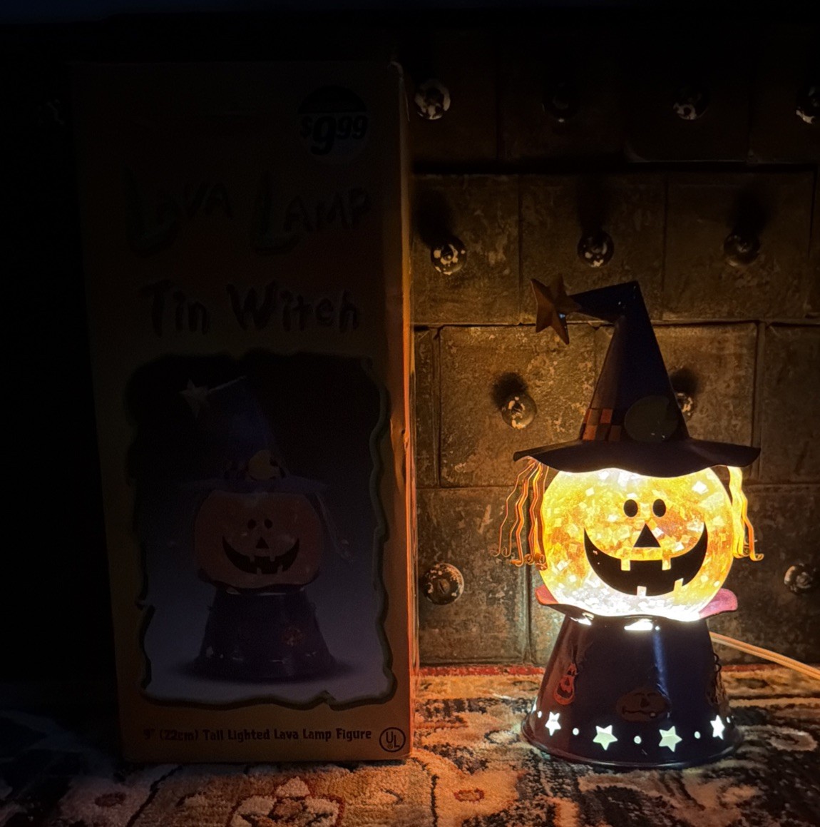 Sienna Halloween Tin Witch 9" Lava Lamp Lighted Halloween Party Lamp Decoration