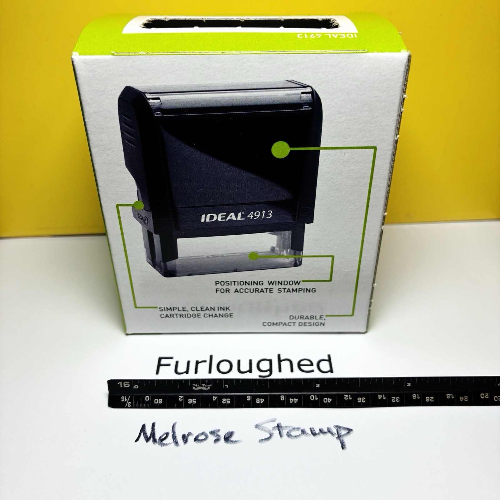 Furloughed Rubber Stamp Black Ink Self Inking Ideal 4913