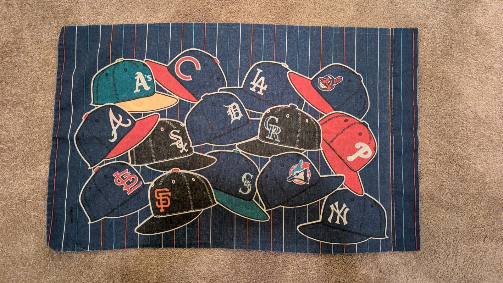 Vintage 1996 MLB BASEBALL Hat Pillowcase 1990s 90s