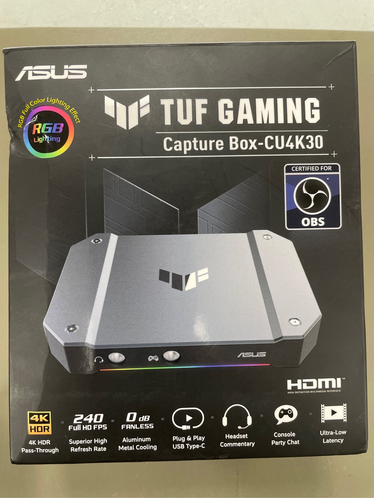 ASUS TUF Gaming Video Capture Card(CU4K30) 4K/2K/1080p120, Near-Zero Latency, HD