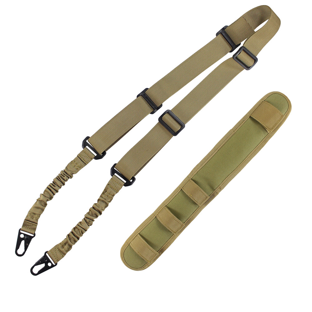 Tactical 2 Points Bungee Rifle Sling Length Adjustable with Shoulder Strap Pad