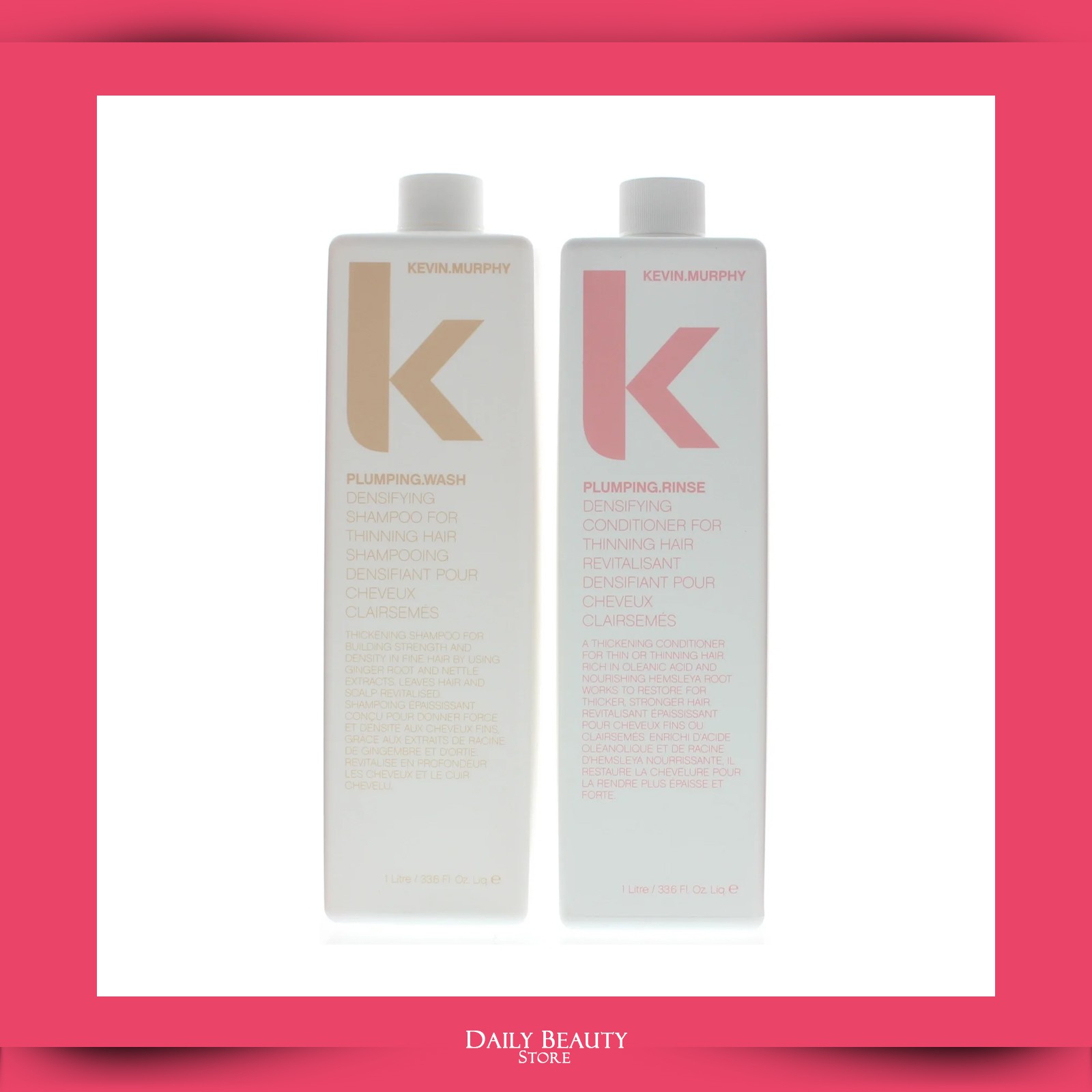 Kevin Murphy Plumping Wash and Rinse 1 Liter 33.8oz Set NEW FAST SHIP