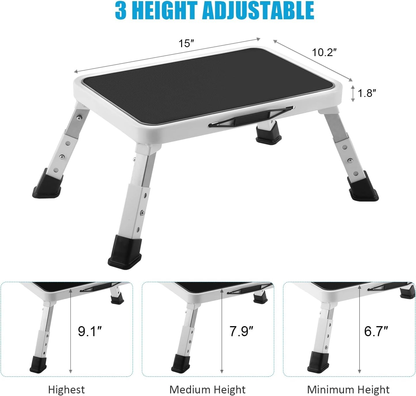 Versatile Folding Step Stool - Height-Adjustable Ladder, 330 lbs Capacity