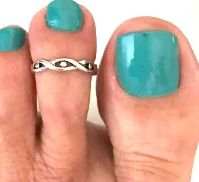 Valentine's Gift For Wife Solid Metal Adjustable Stylish Toe Ring 925 Silver