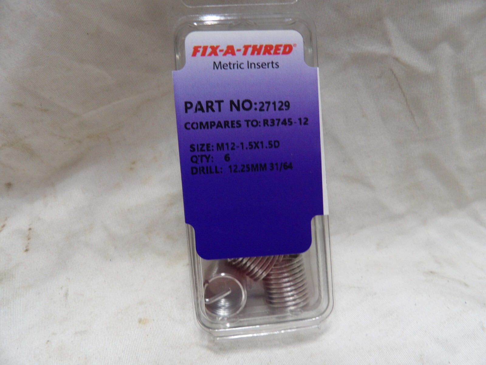 Fix-A-Thred Metric Inserts #27129 Size:  M12-1.5x1.5D (Pkg of 6)
