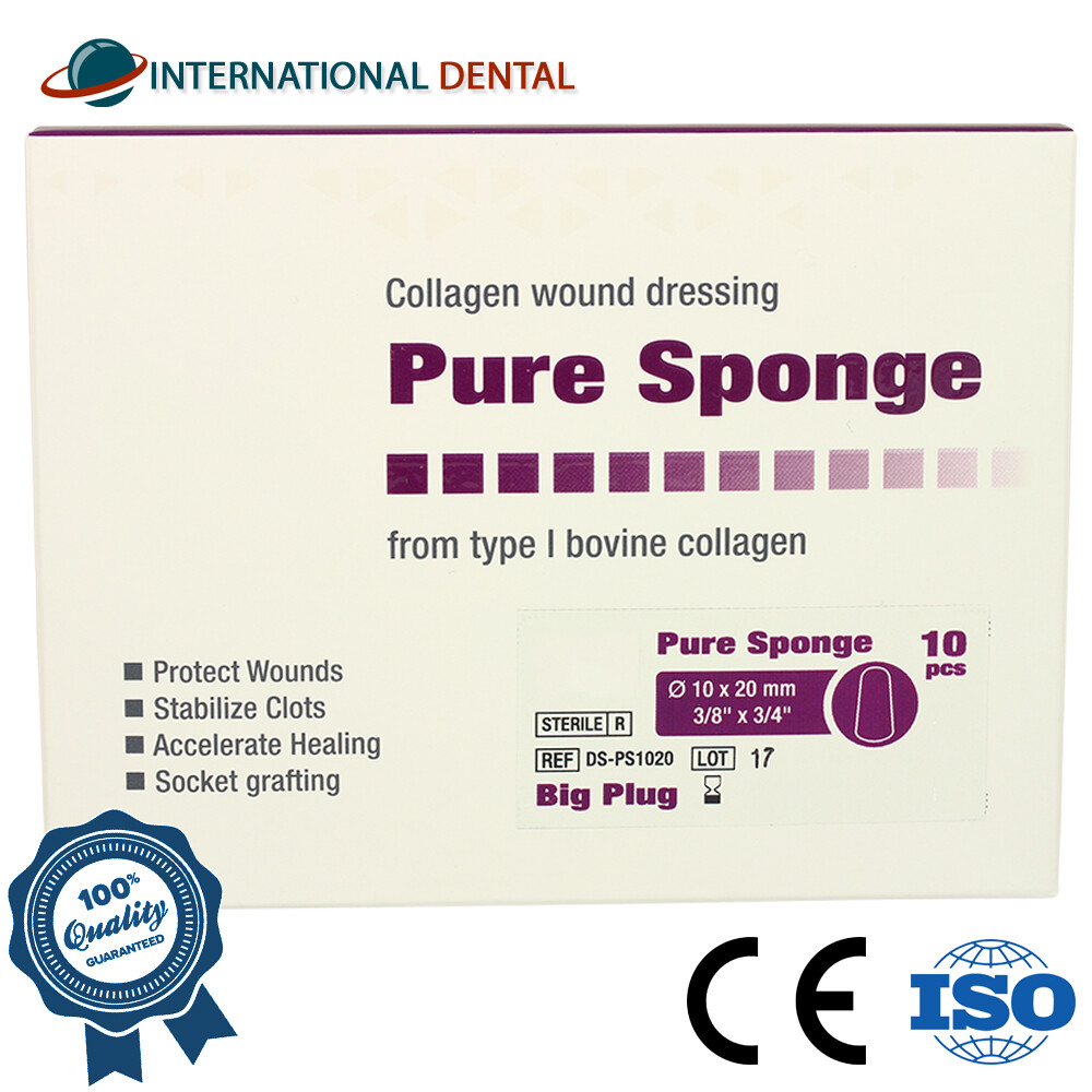 Pure Sponge Collagen Big Plug Absorbable Sterile 10pcs Dental Wound