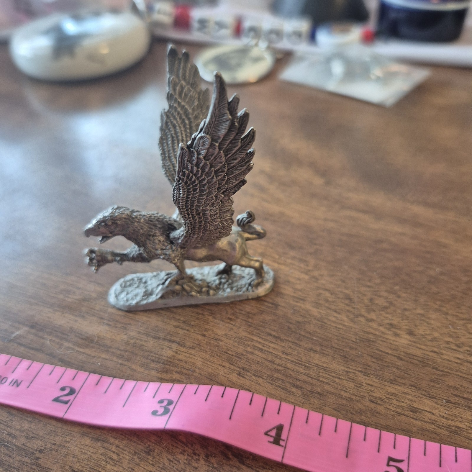 Vintage Pewter Sitting Gryphon Griffin Figurine