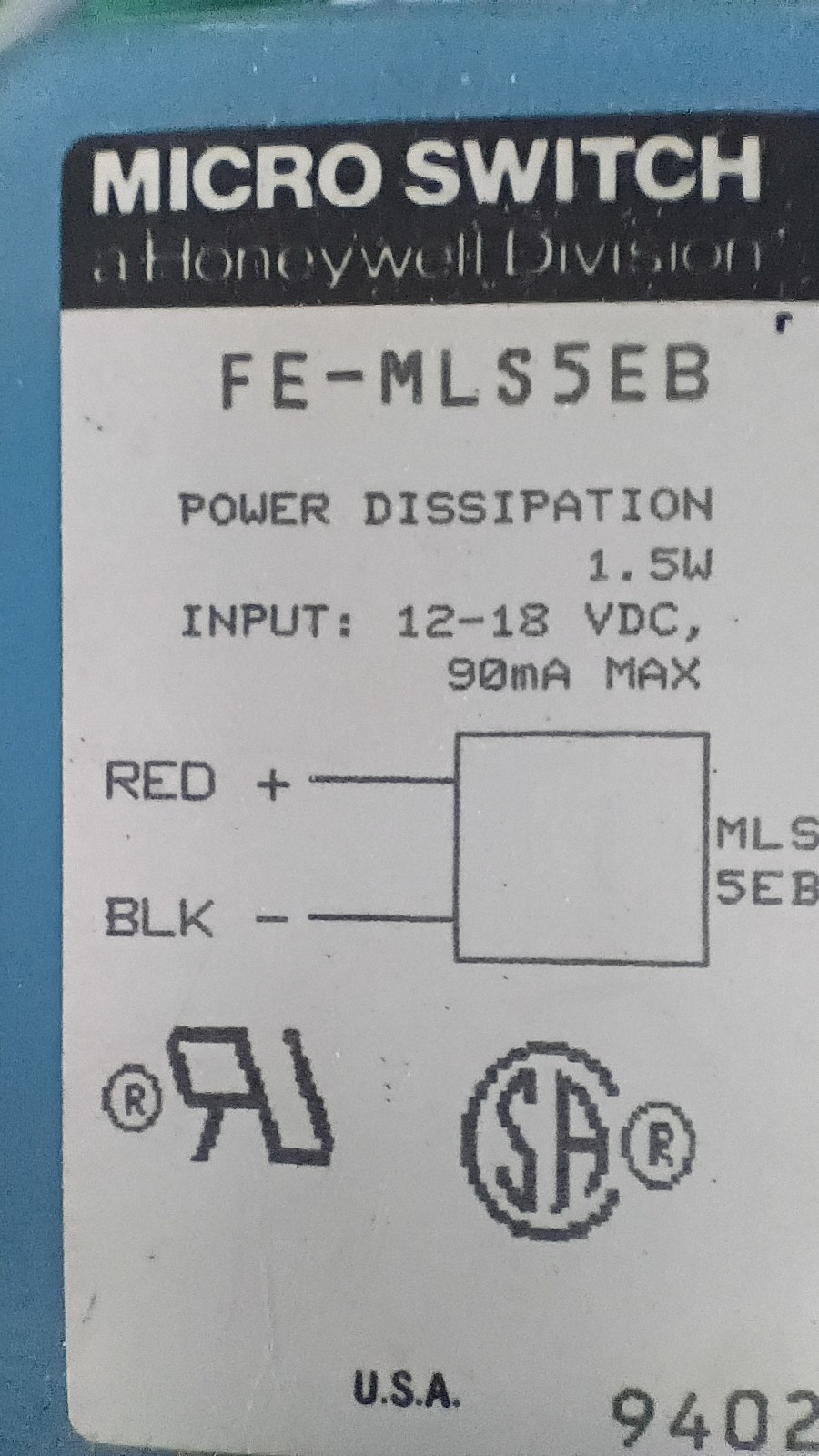 Honeywell Micro Switch FE-MLS5EB - Photoelectric Emitter Sensor 12-18VDC Input