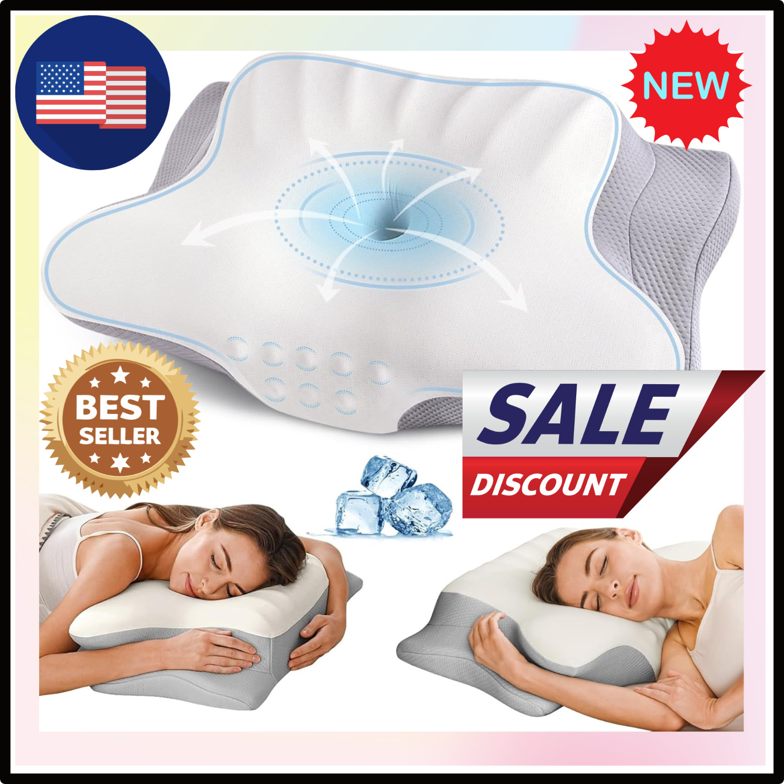 Cervical Pillow for Neck Pain Relief,Orthopedic Neck Support Pillow for Side NEW