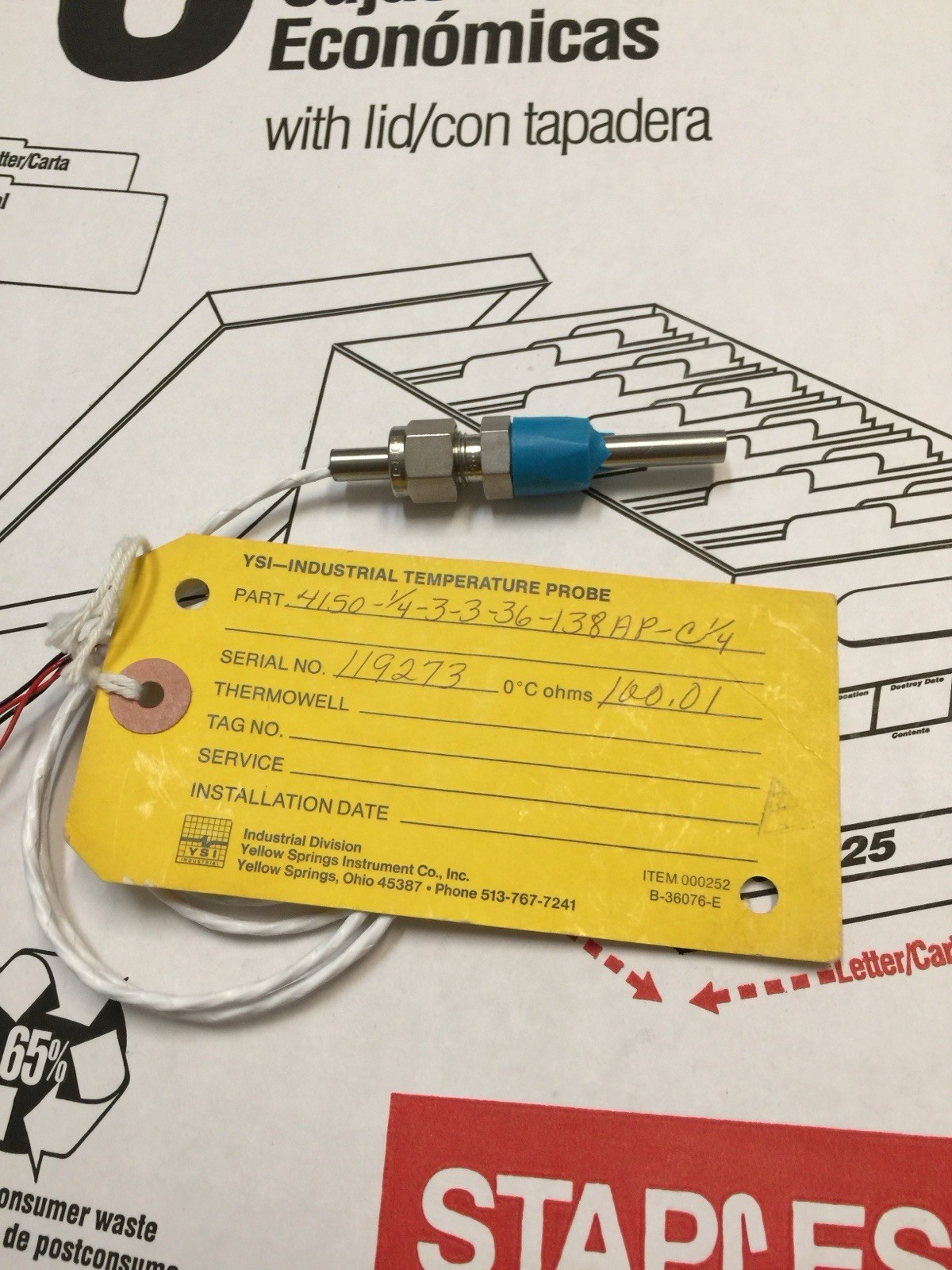 YSI 4150-1/4-3-3-36-138AP-C1/4 Industrial Temperature Probe Pt100