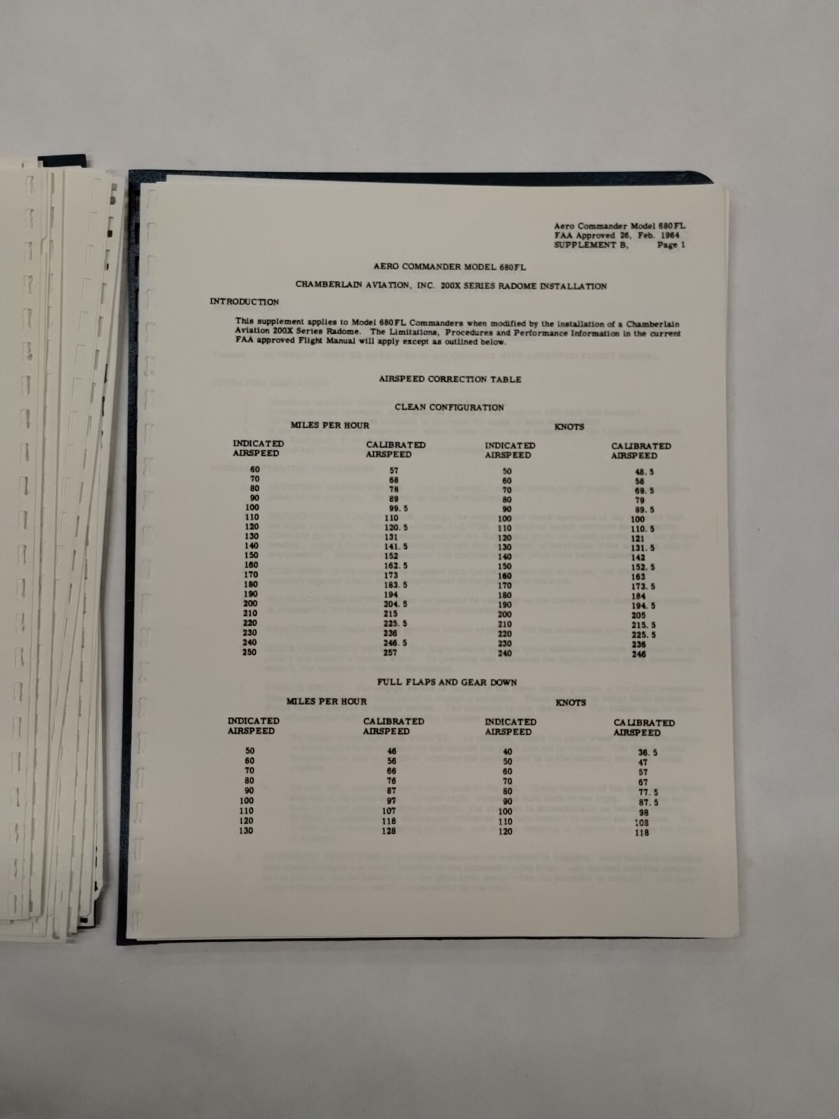 Grand Commander 1968 Model 680FL Flight Manual-Original