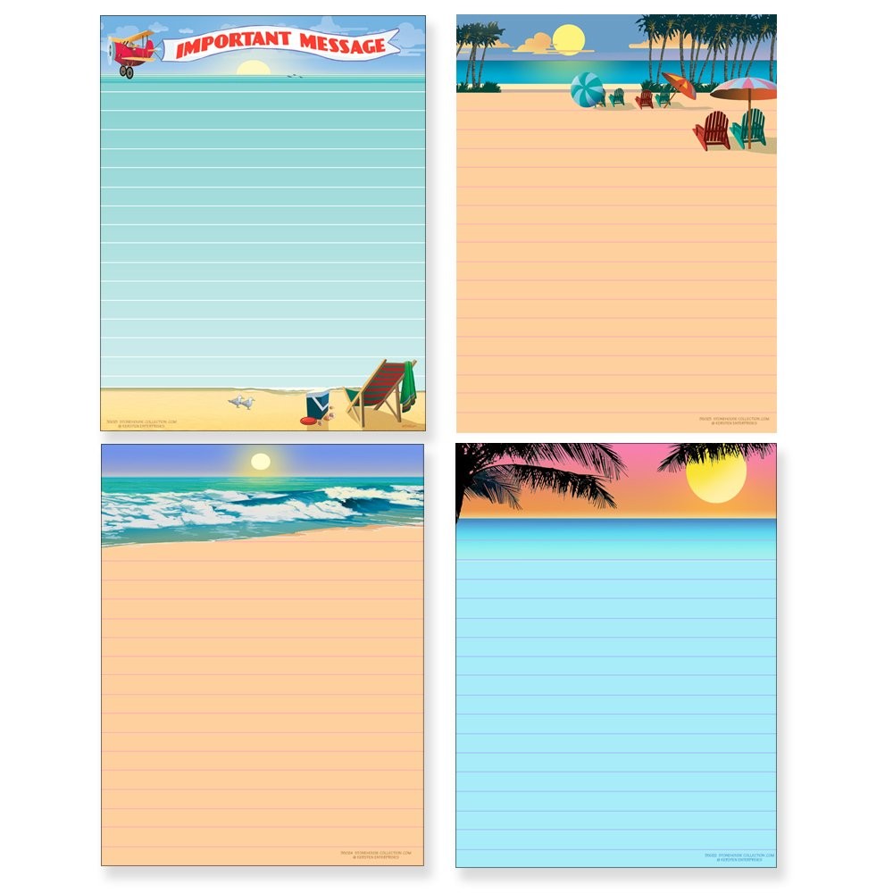 Stonehouse Collection Beach Notepad Pack 4 Assorted USA Made
