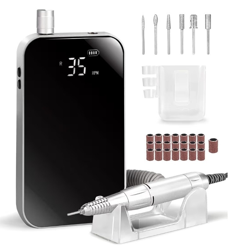 Linssy Cordless 35000 RPM Electric Nail File,Portable Acrylic Nail Drill,Recharg