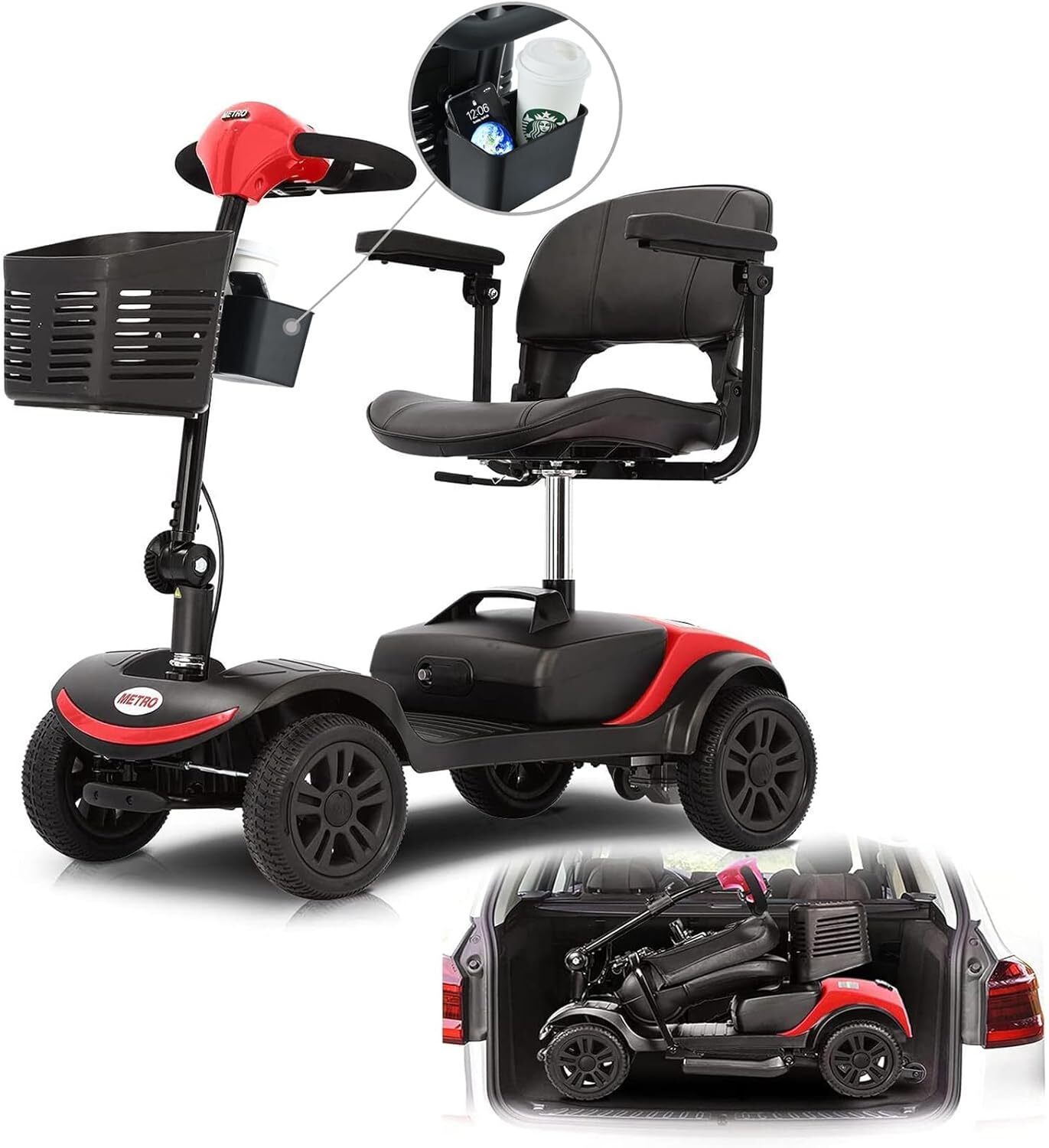 Folding Travel Mobility Scooter,4 Wheels Small Electric Mobility Scooter