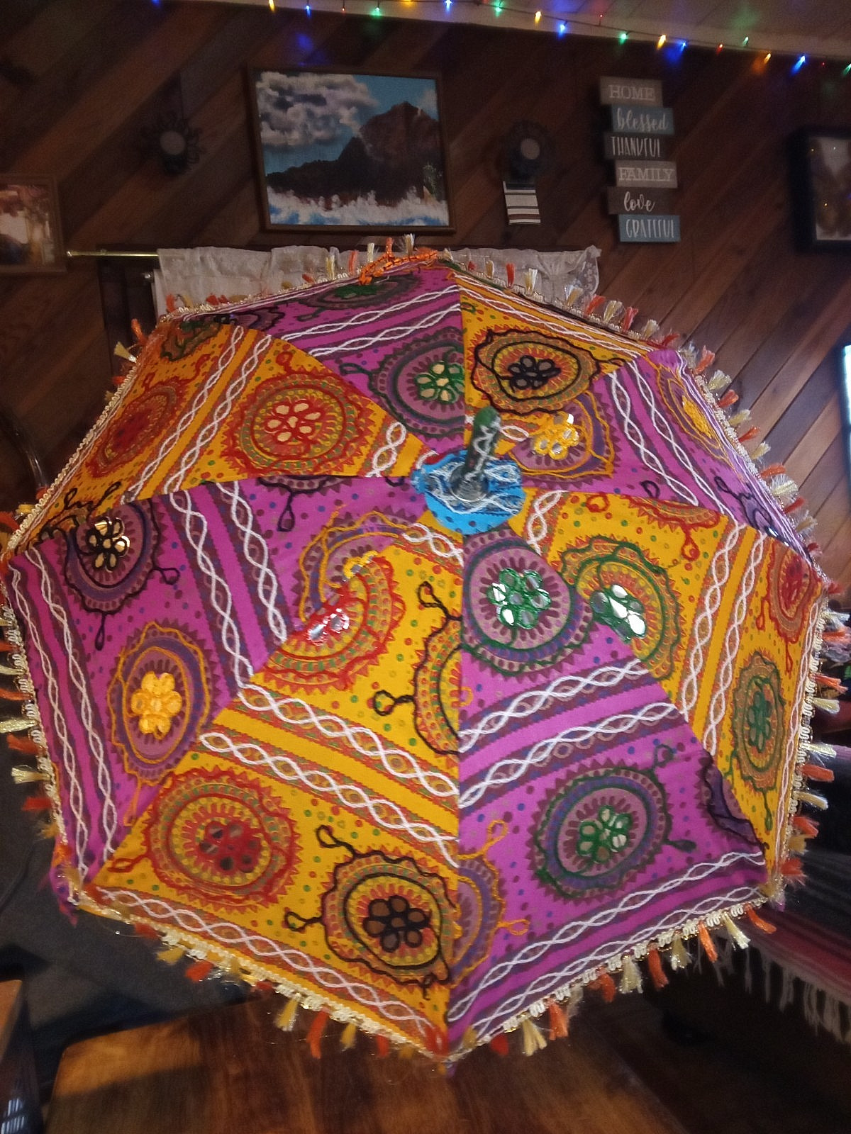 Decorative Indian Embroidered Parasol Sun Shade Umbrella