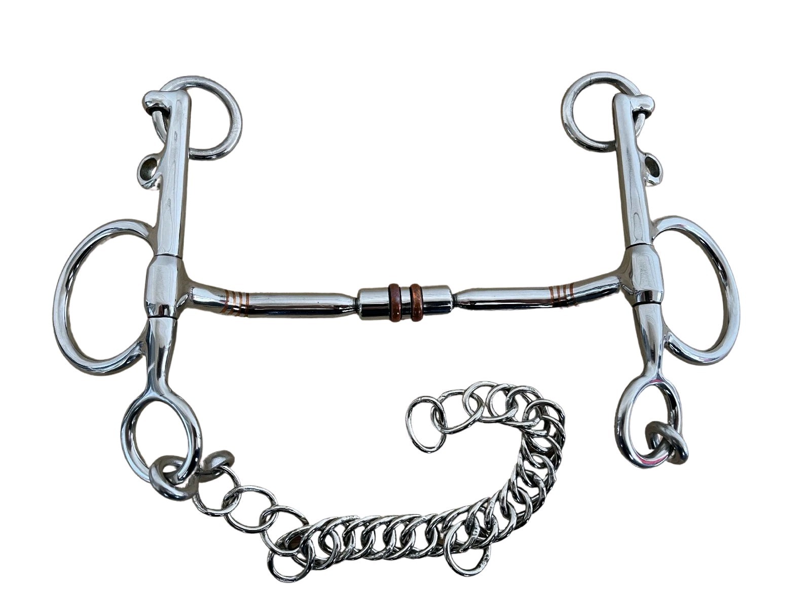 Full Cheek Copper ring with chain Stainless Steel Horse Bit