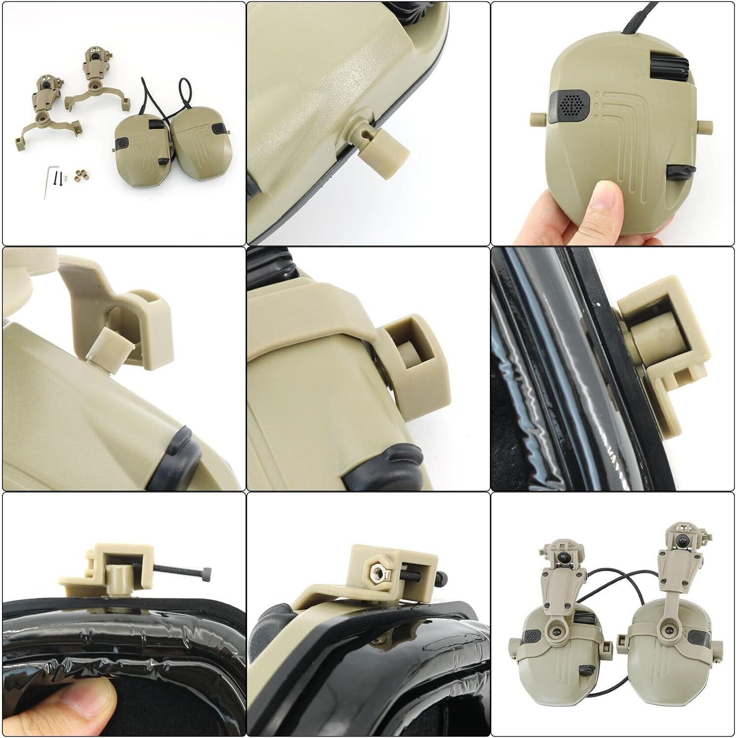 Tactical Earmuff Upgrade Helmet Rail Adapter for MTEK General Purpose, BK