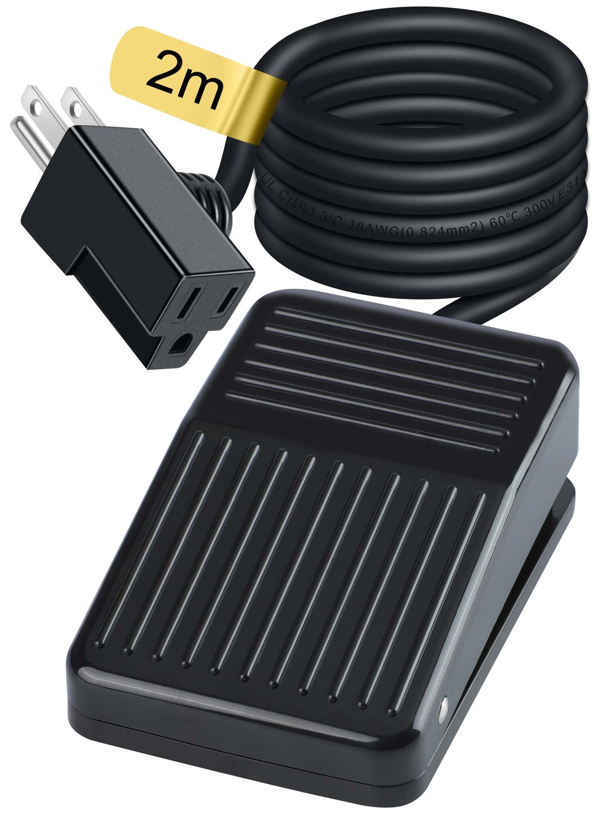 Coolneon Foot Pedal Switch Momentary6.6FTUL Listed Cable 3-Prong Piggybackfor